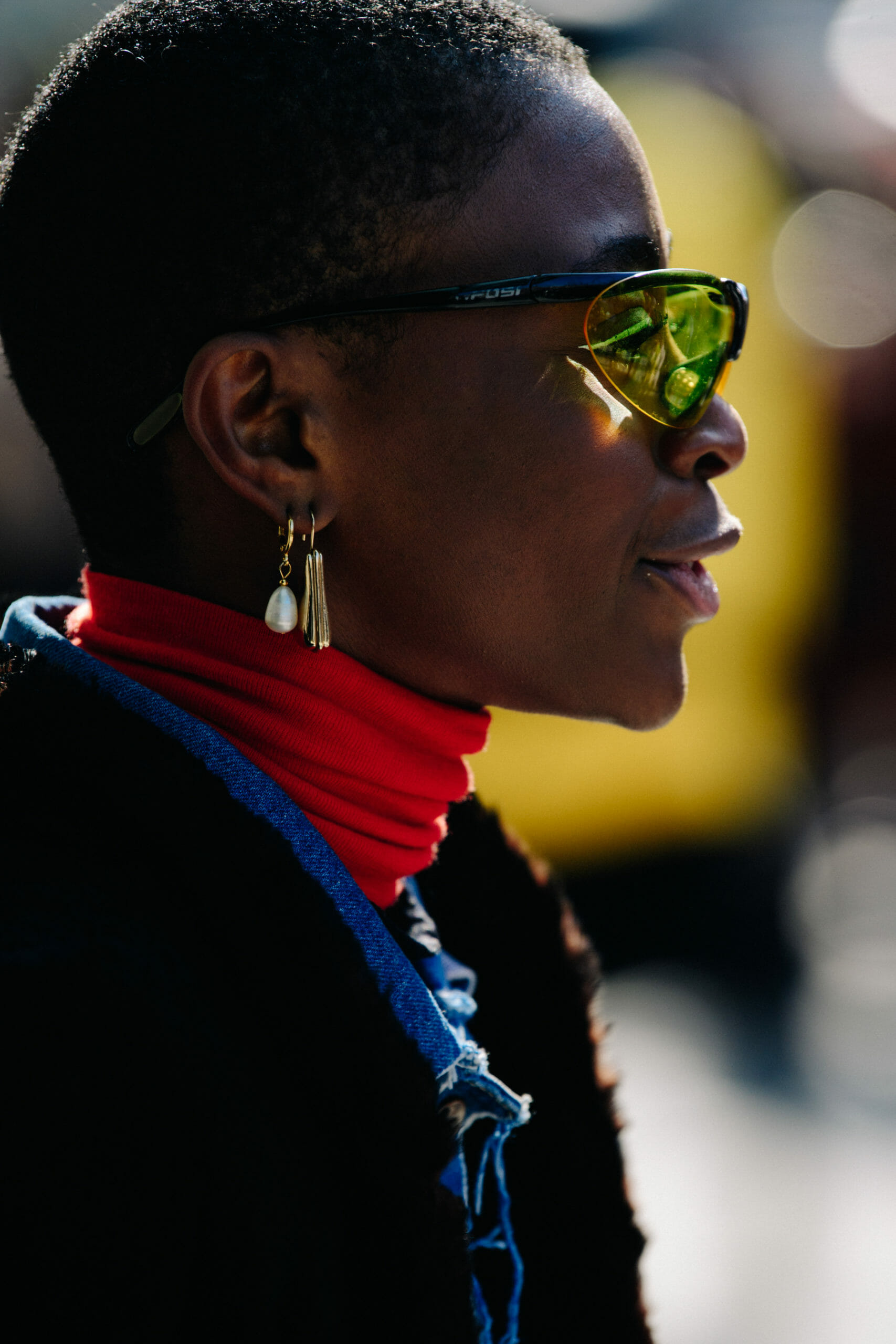 Woman wearing cycling glasses