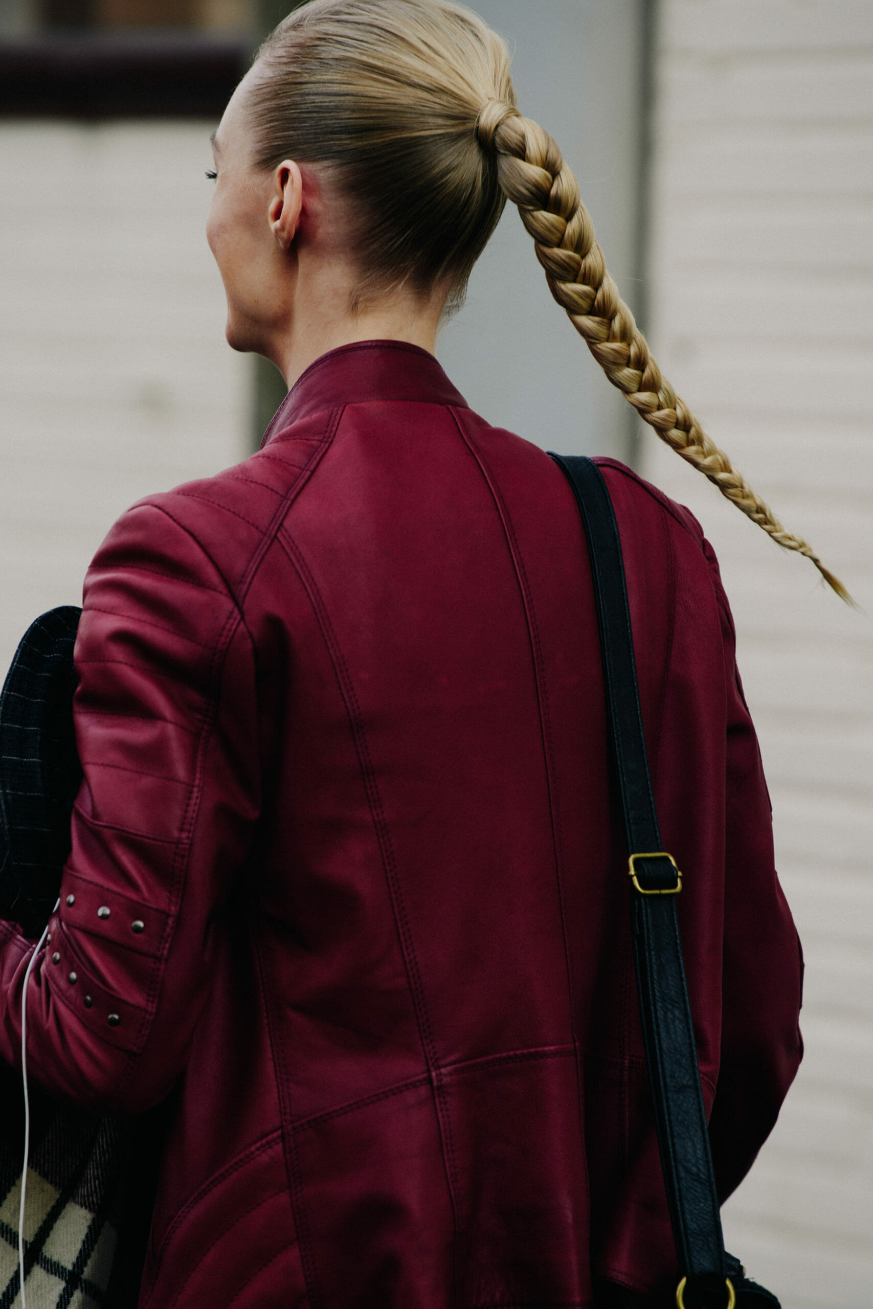 Model with long ponytail