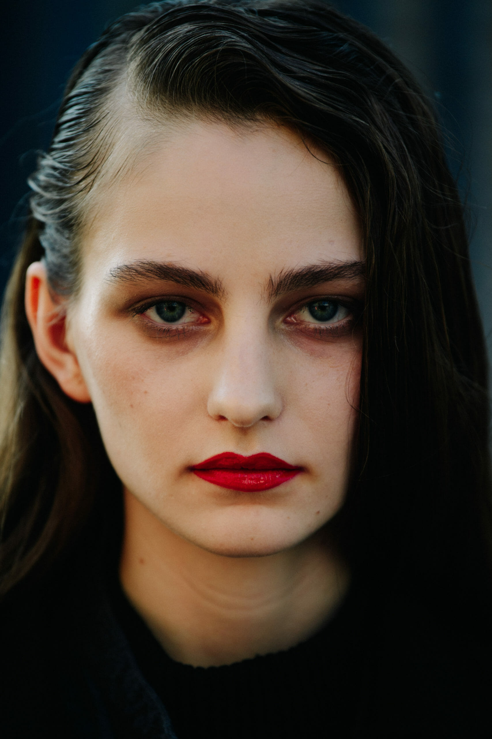 Model with red lipstick
