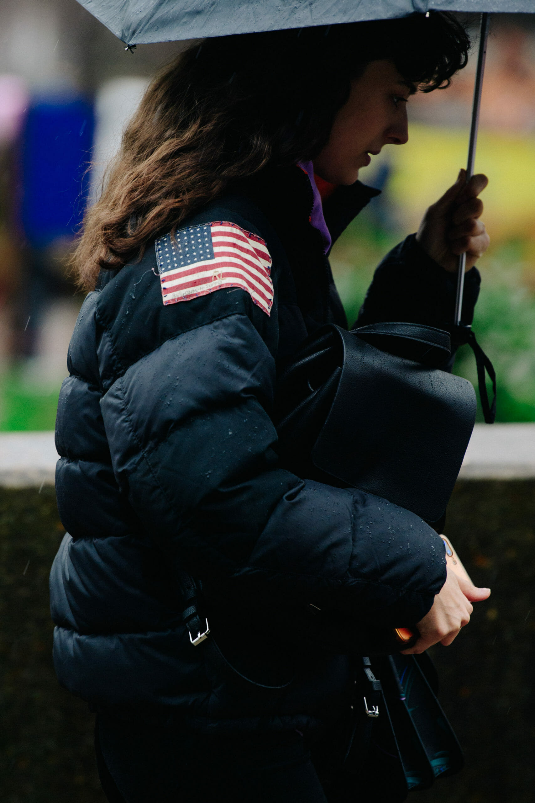Model wearing puffer coat