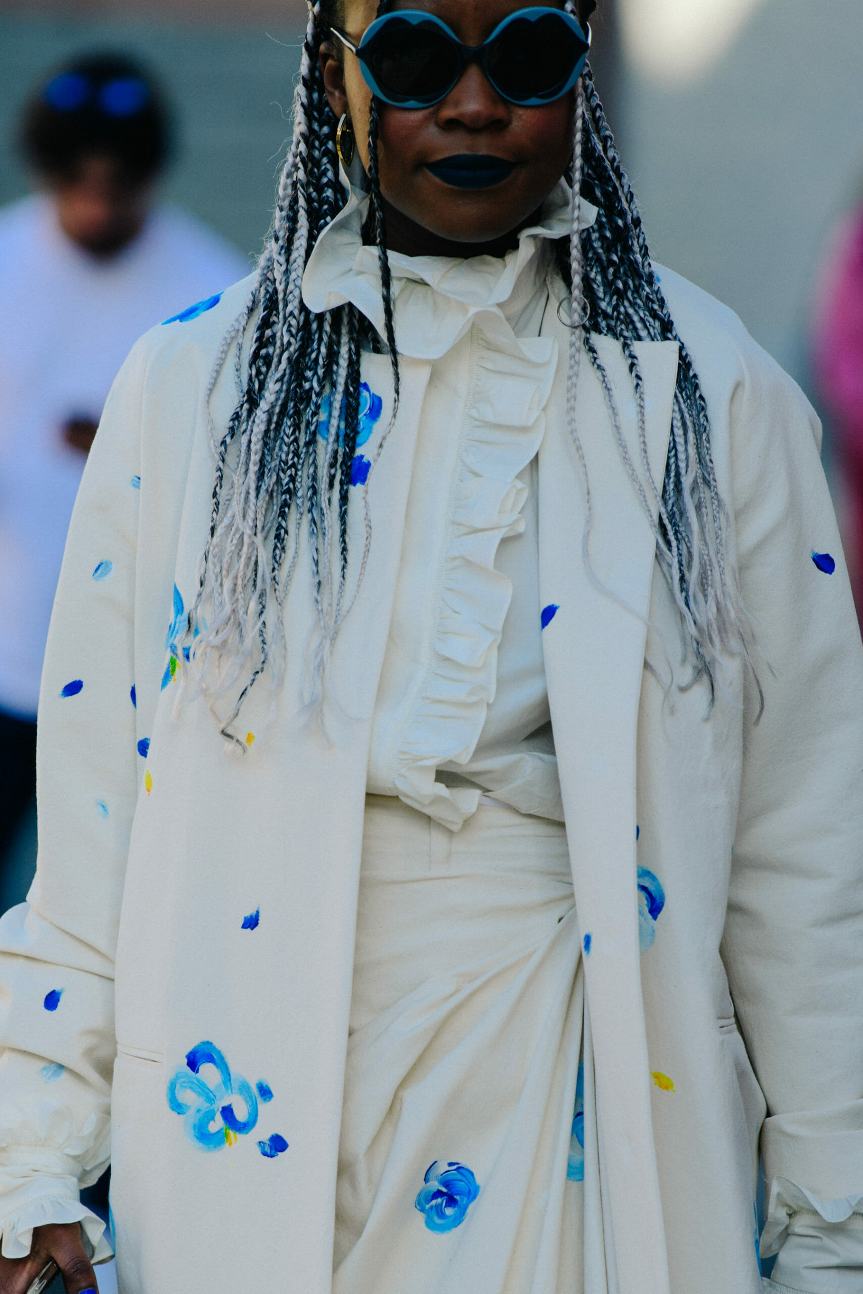 Woman wearing white outfit