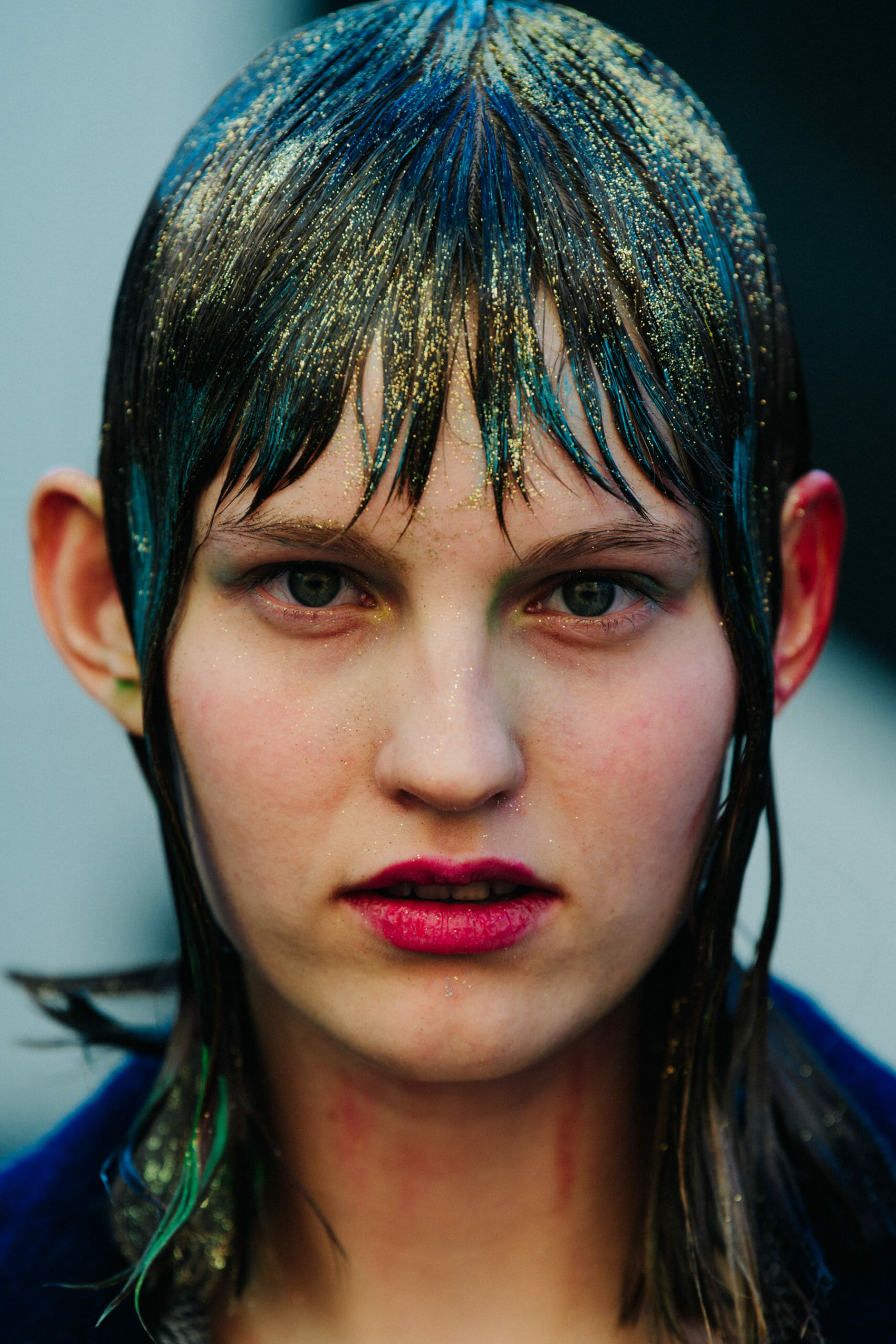 Model with glitter in hair