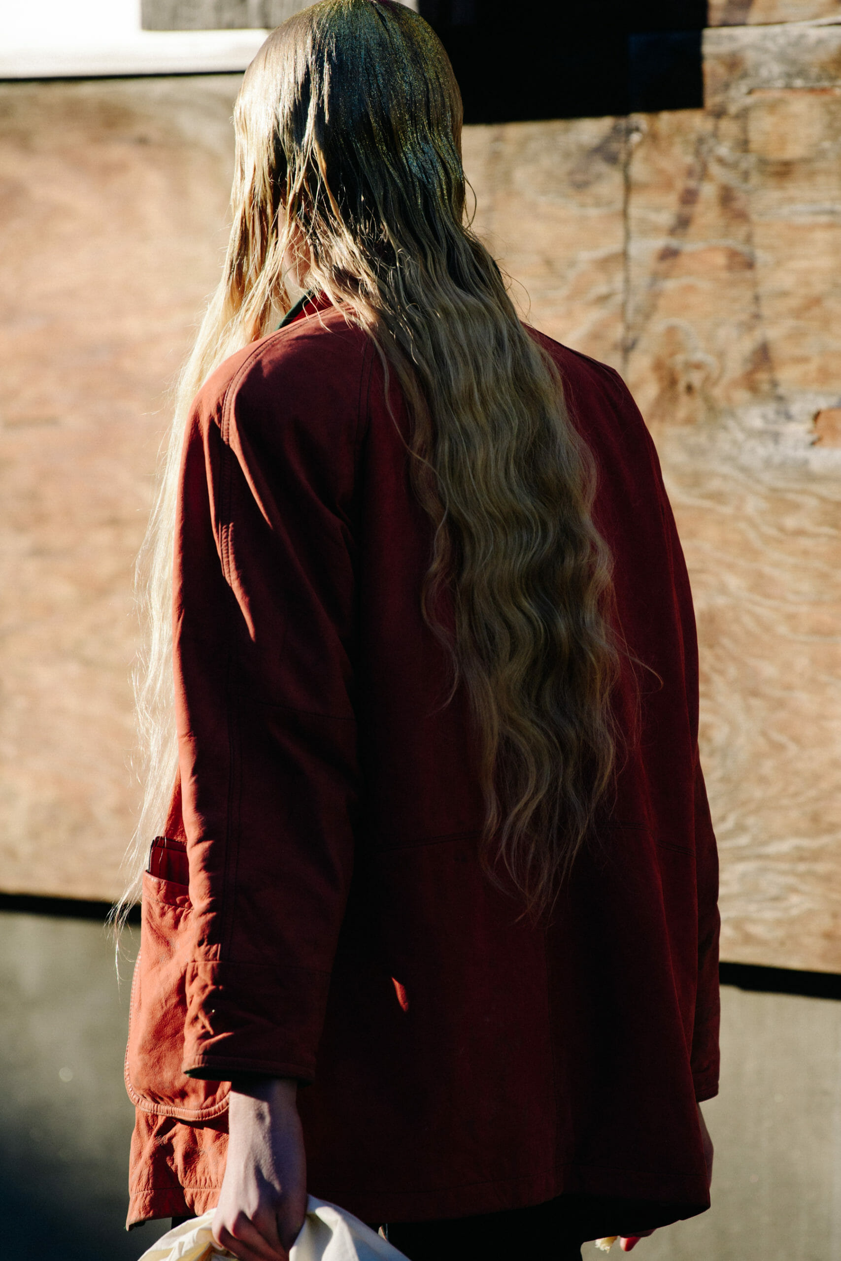 Model with glitter in hair