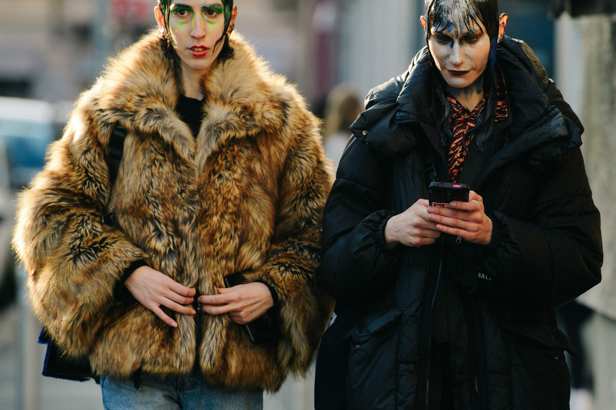 Models with glitter in hair