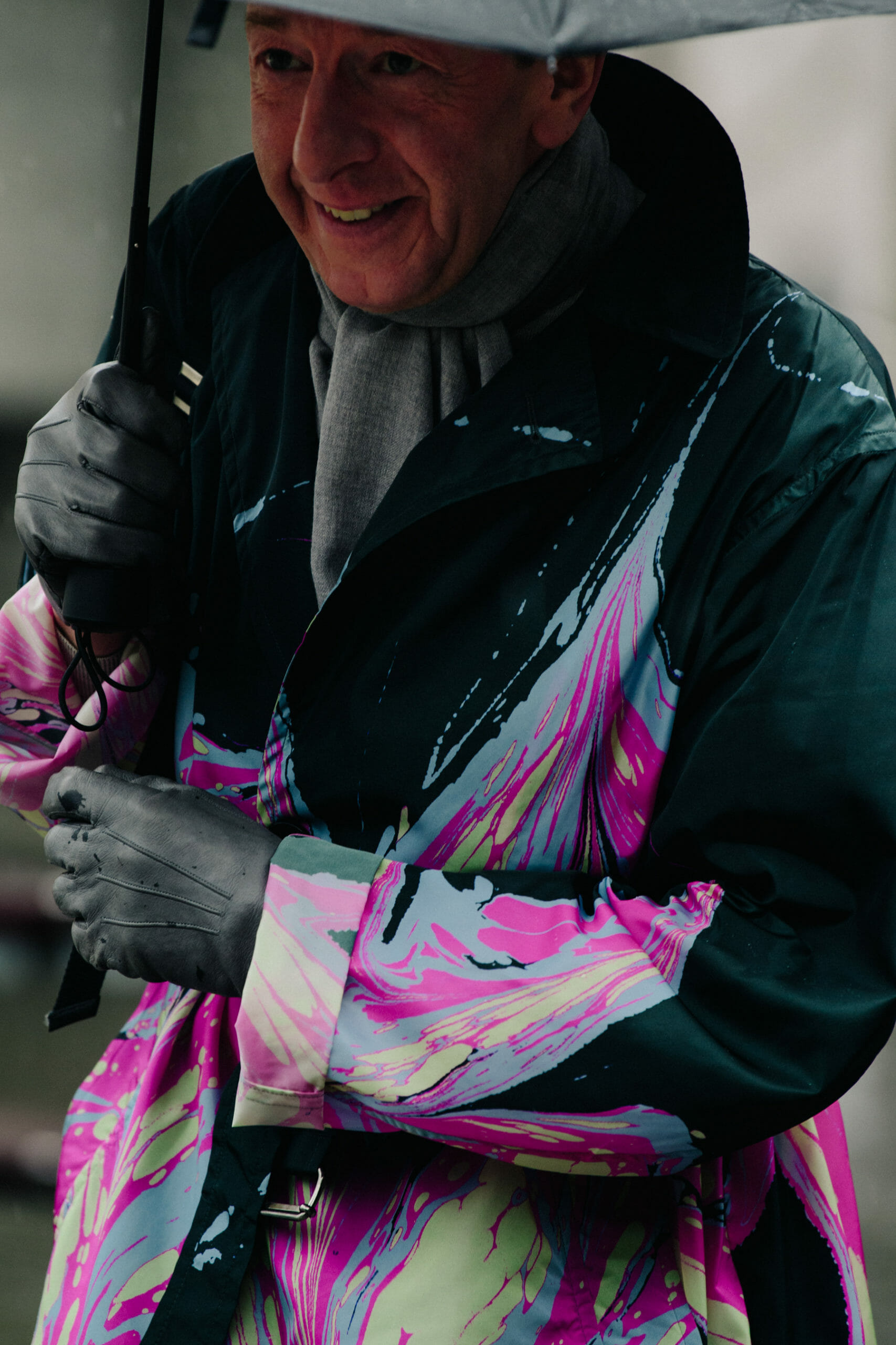 Man wearing colourful coat