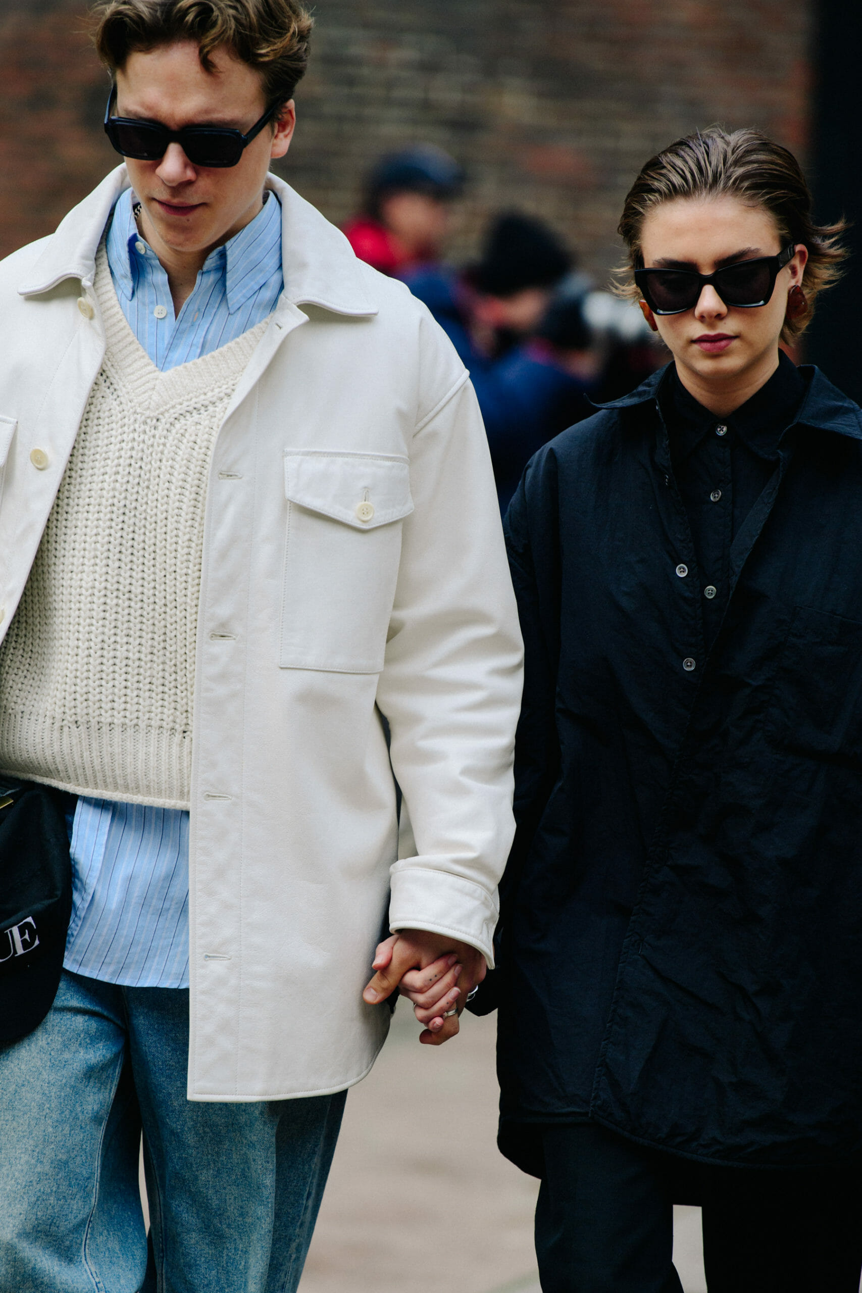 Couple wearing white and black