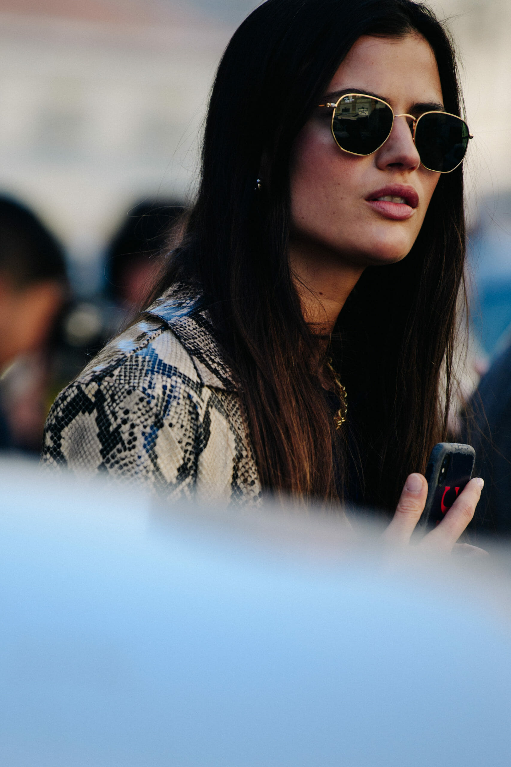 Woman wearing snakeskin