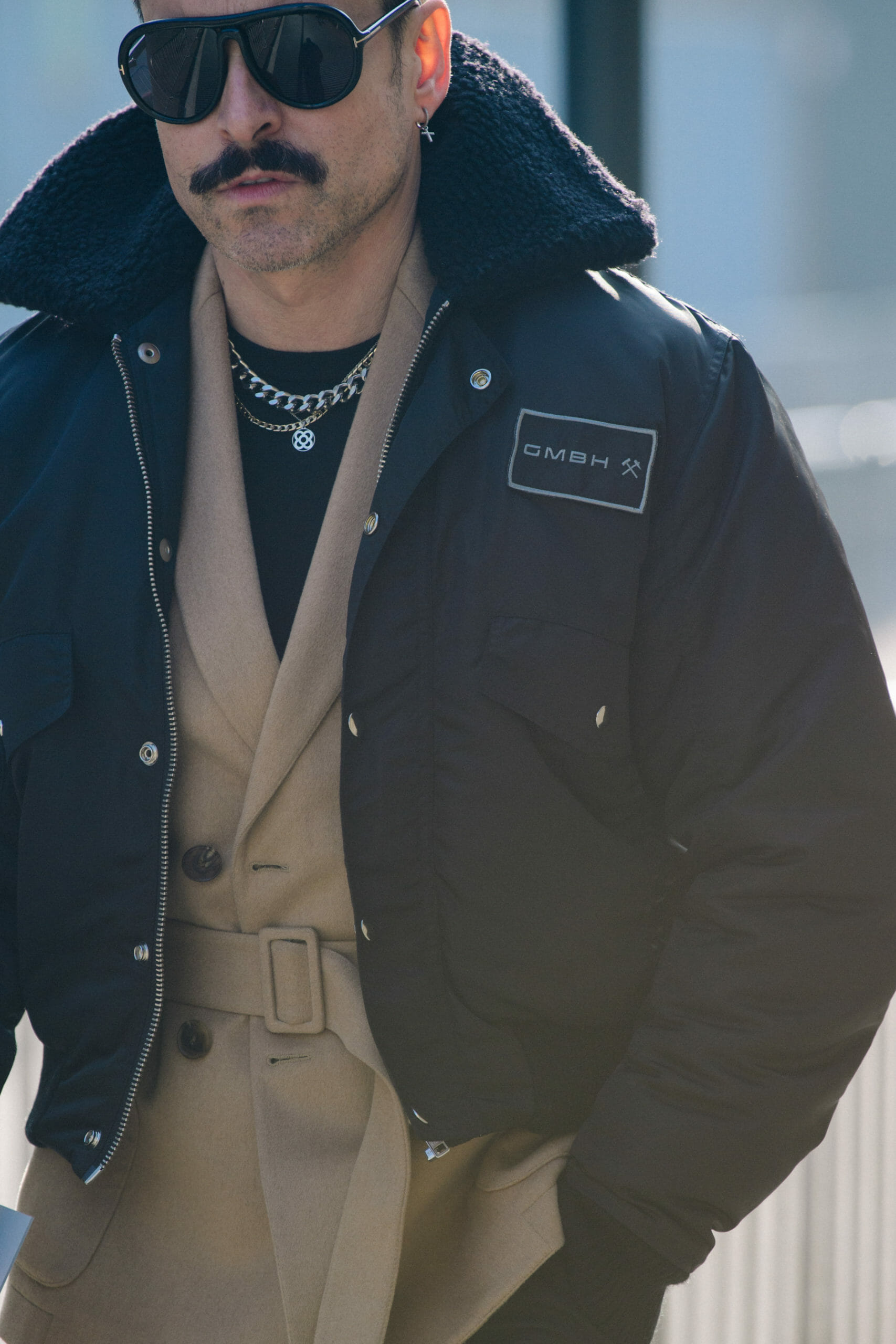 Man wearing pilots jacket