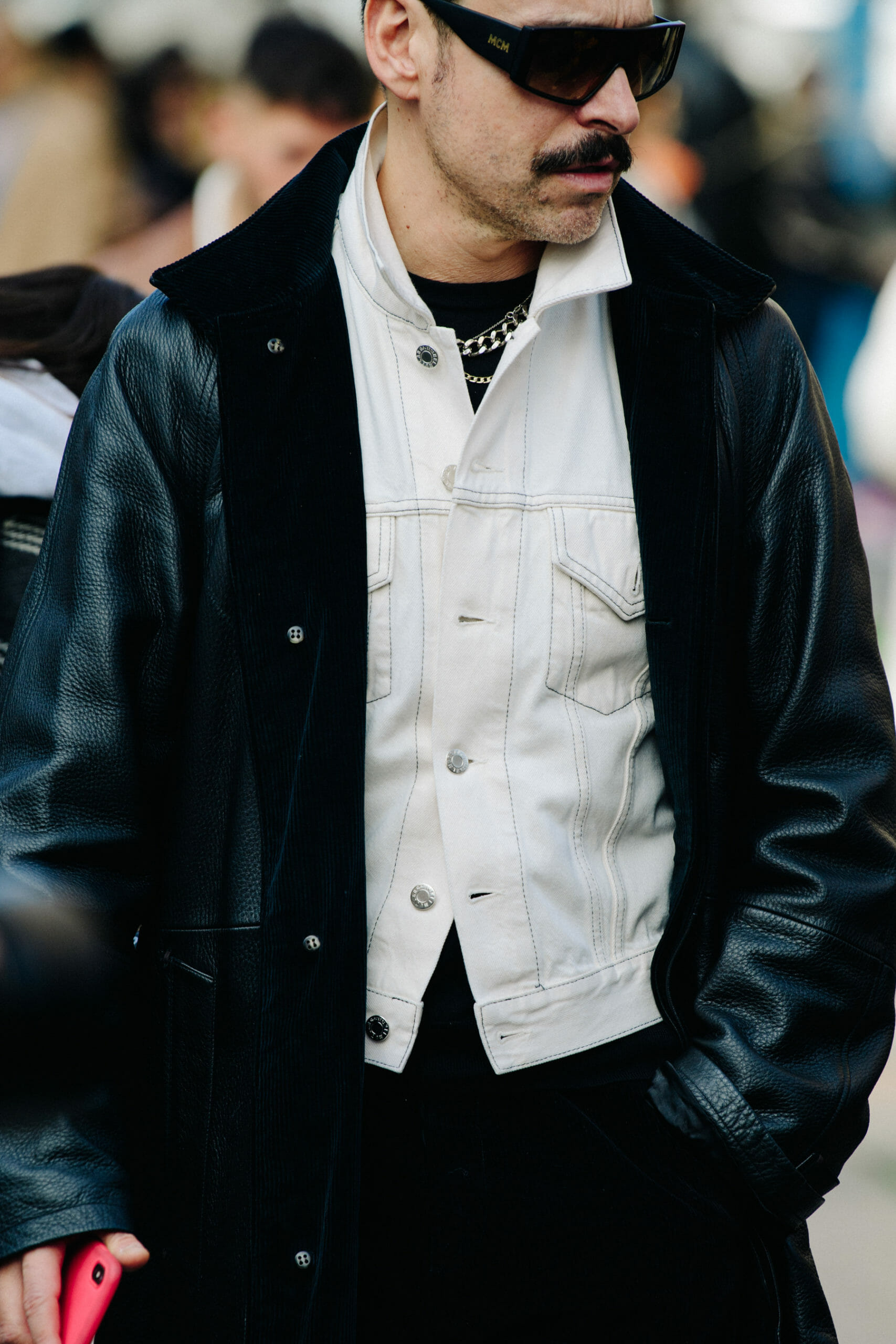 Man wearing white denim