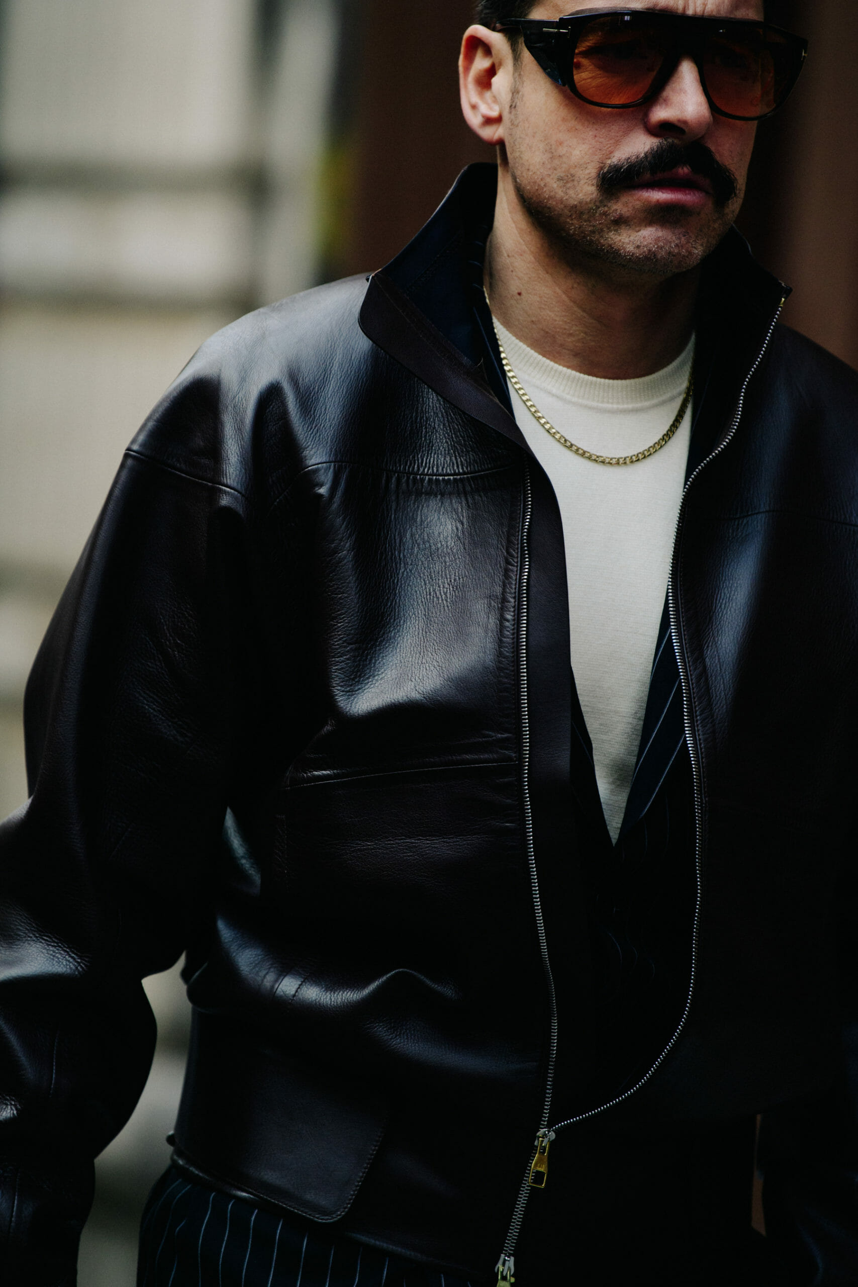 Man wearing dark leather
