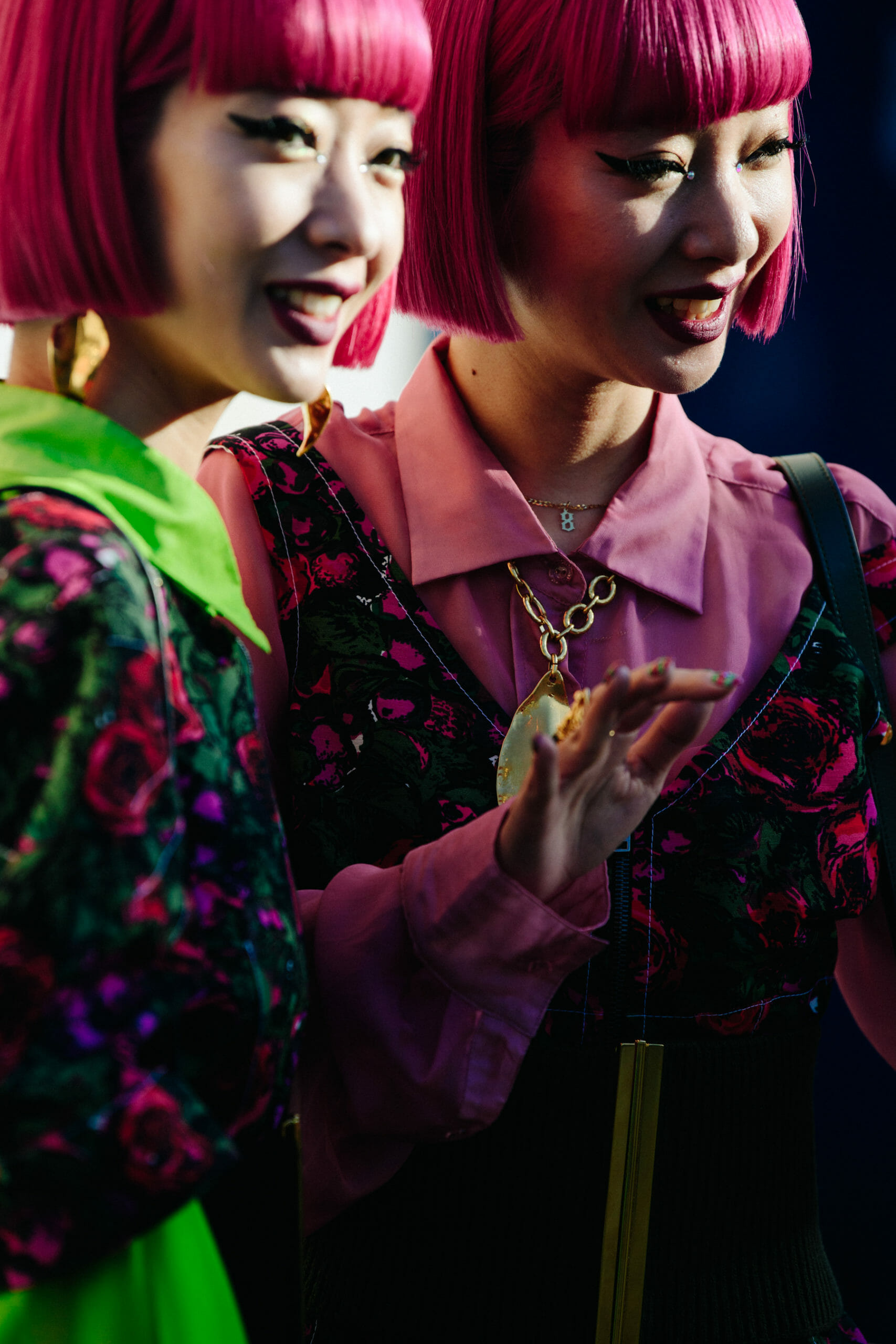 Japanese twins with pink hair