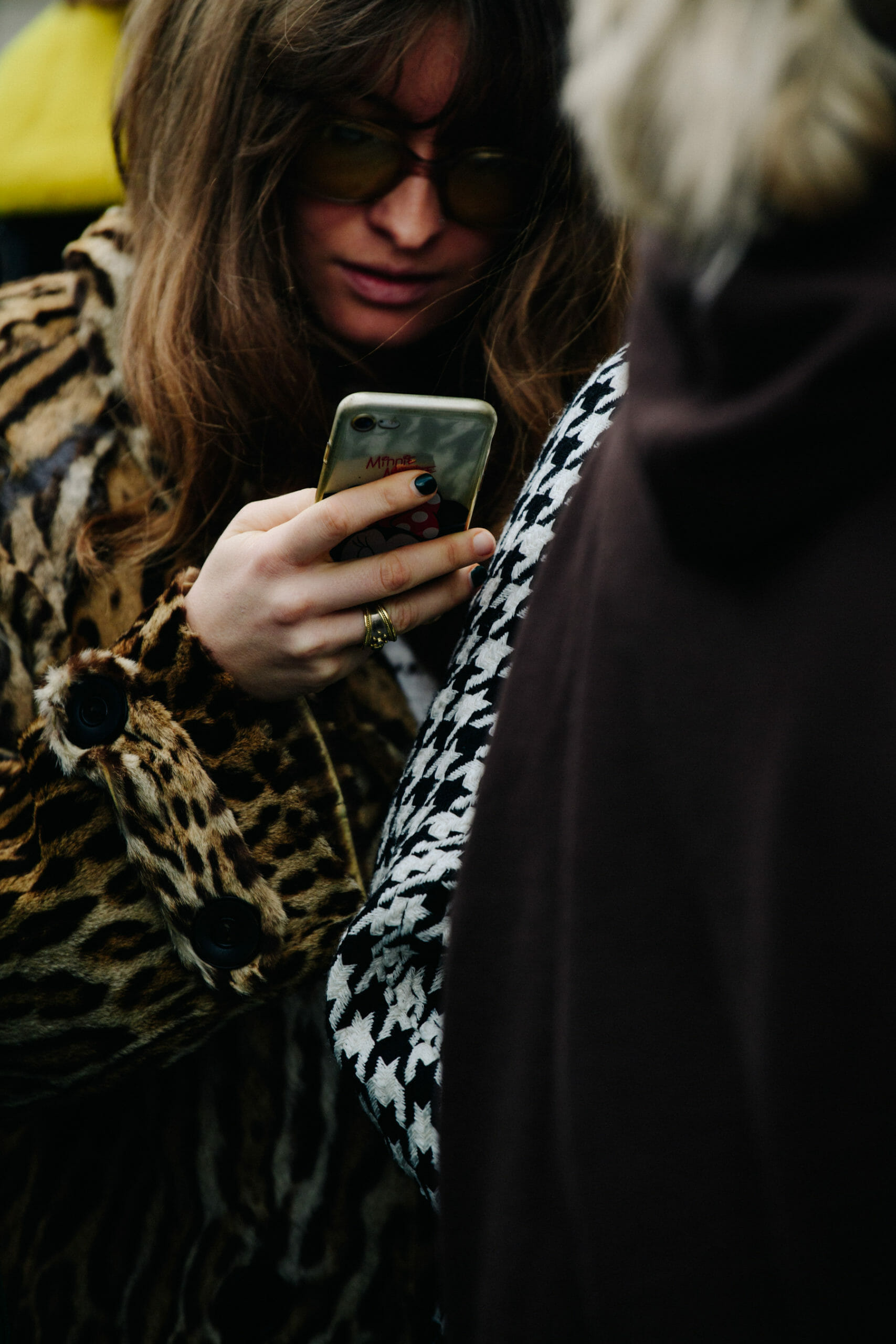 Woman wearing animal fur coat