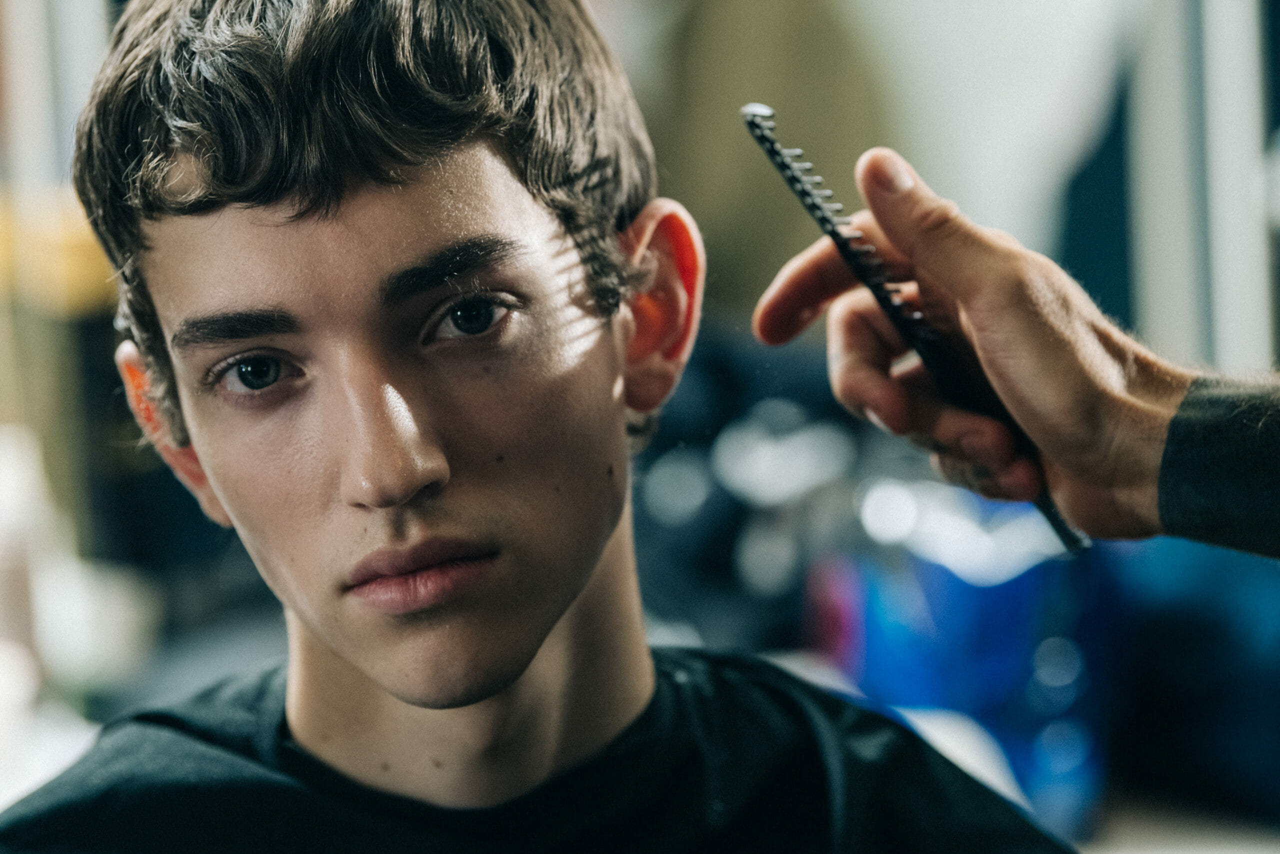Model in hair and makeup at Ann Demeulemeester