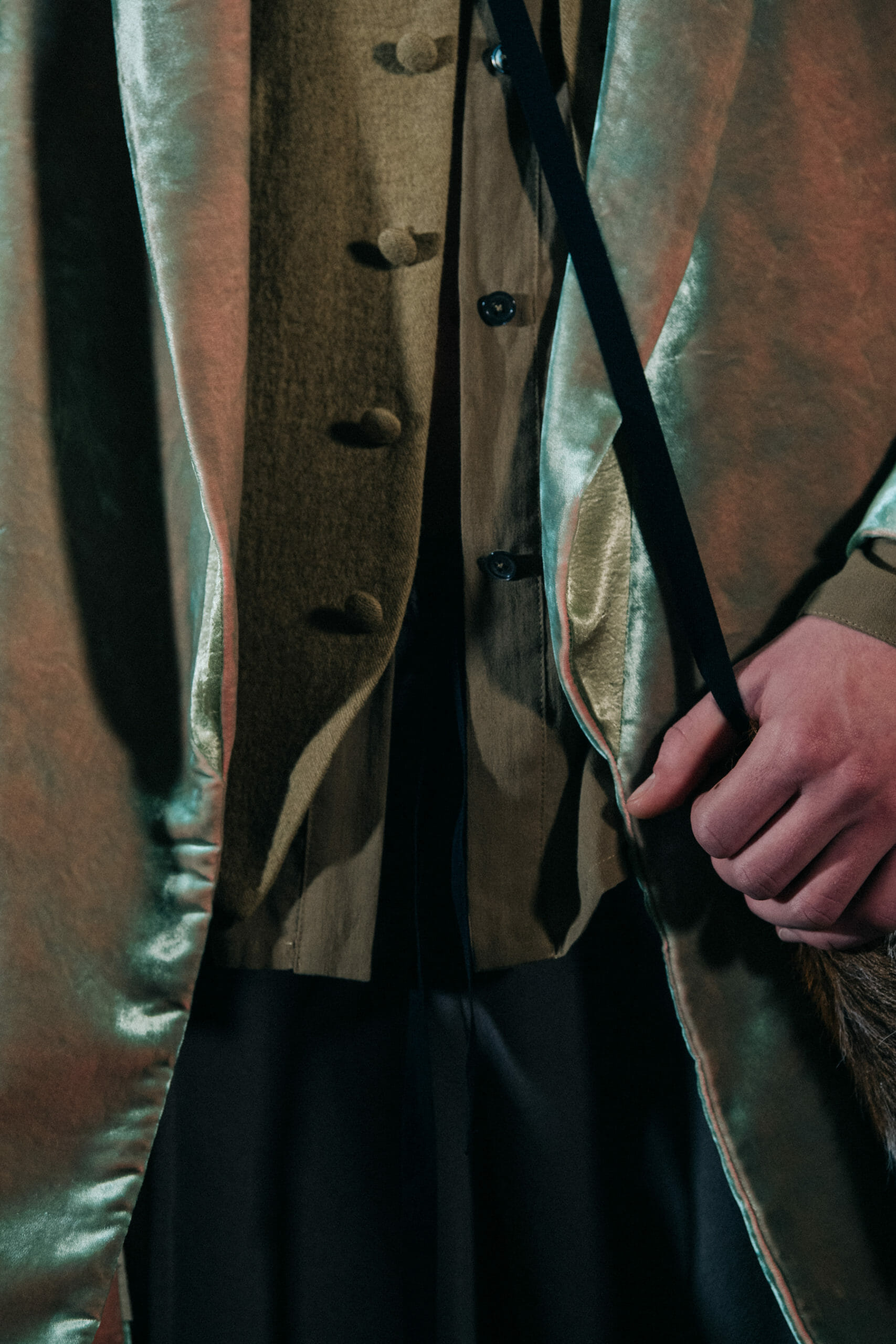 Model wearing light outfit at Ann Demeulemeester