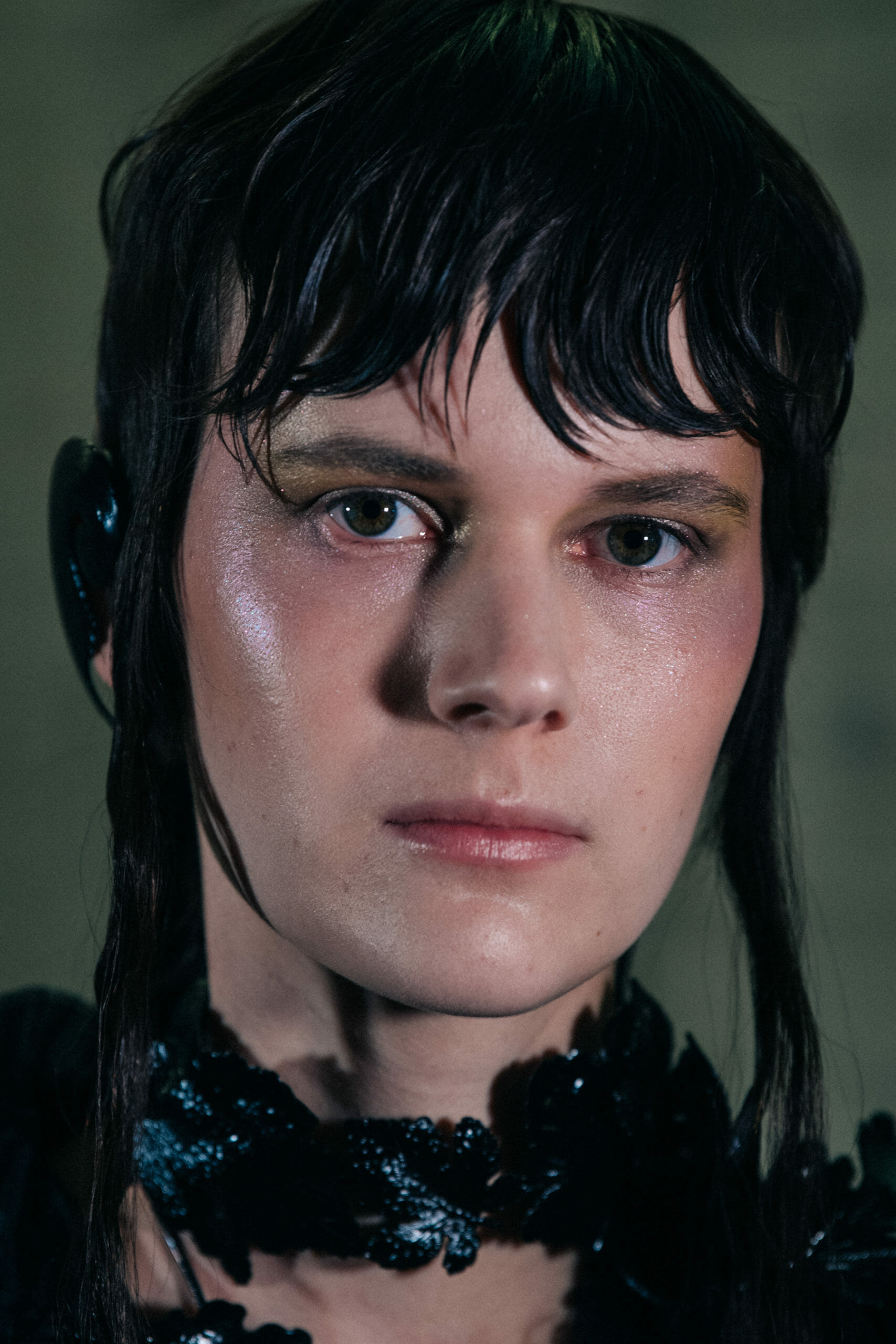 Model wearing black outfit at Ann Demeulemeester