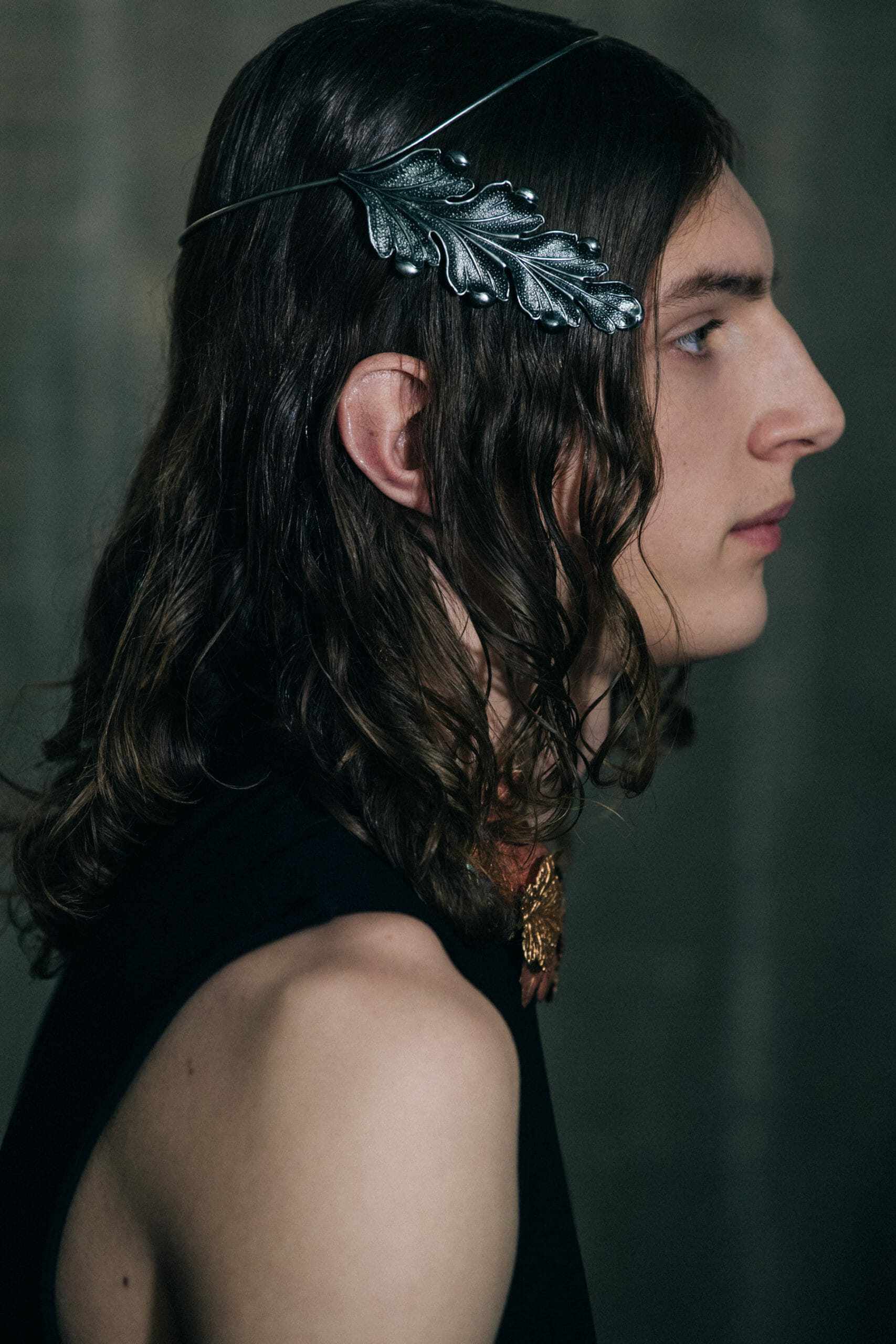 Model wearing black outfit at Ann Demeulemeester
