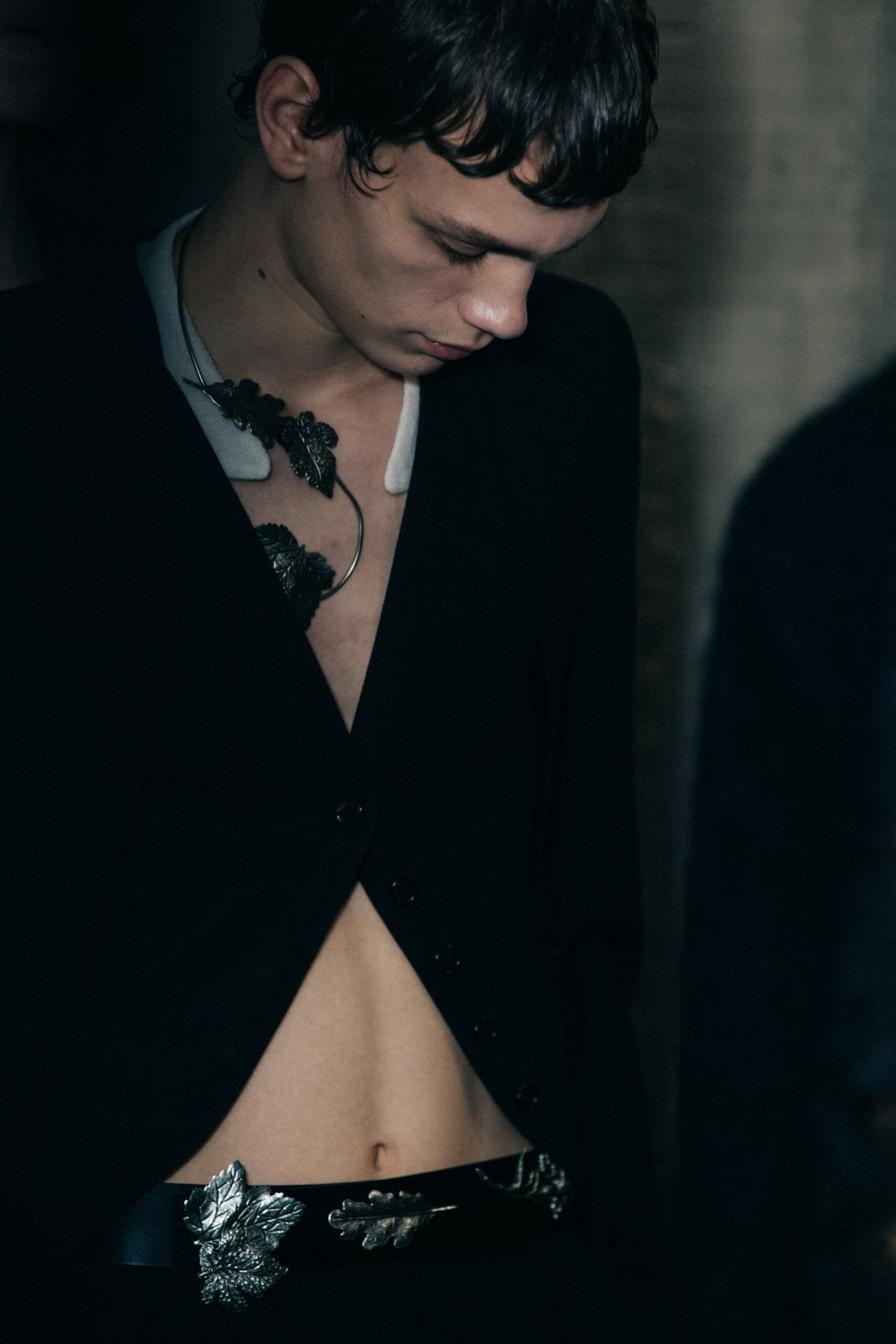 Model wearing black outfit at Ann Demeulemeester