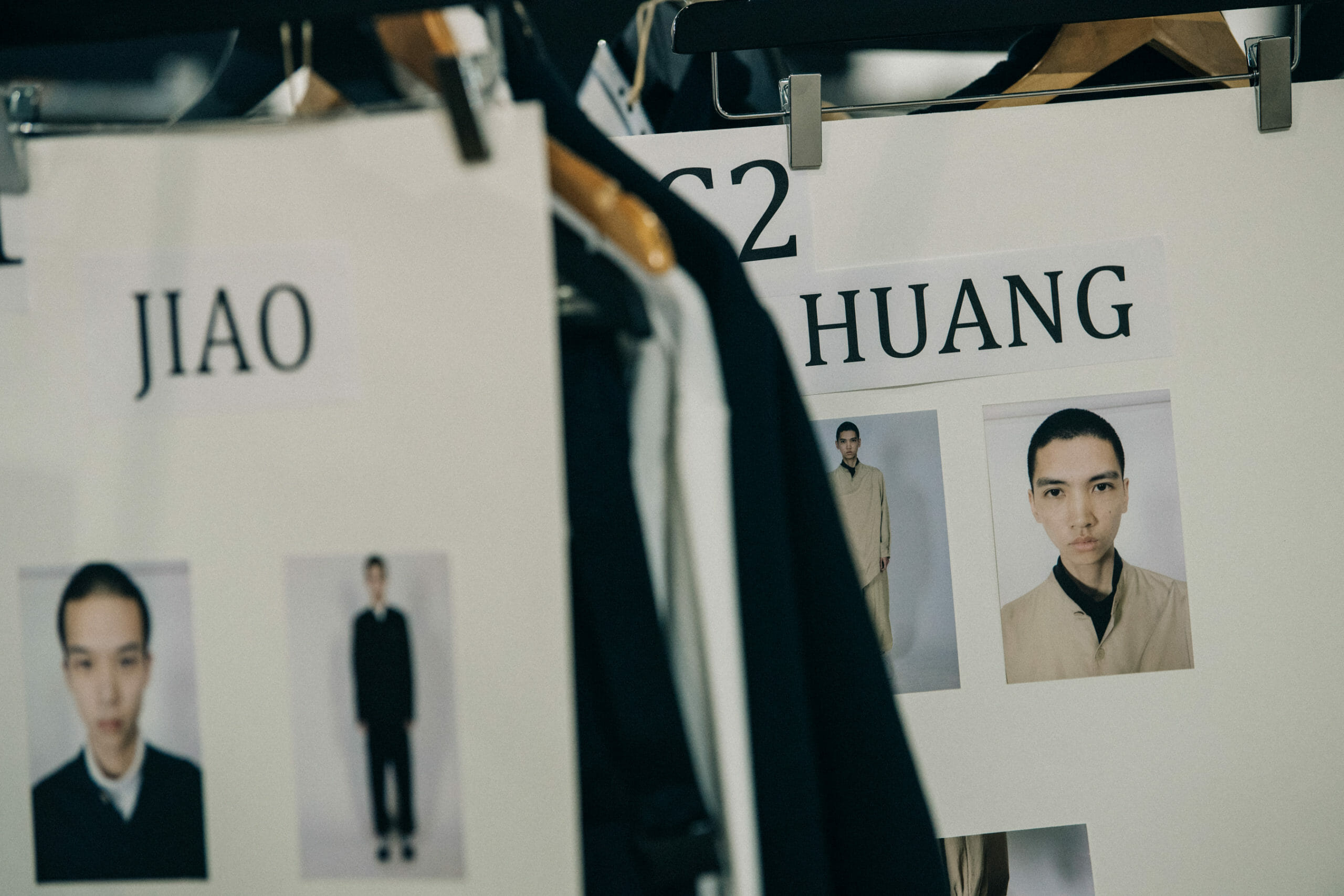 Model card backstage at Li Ning