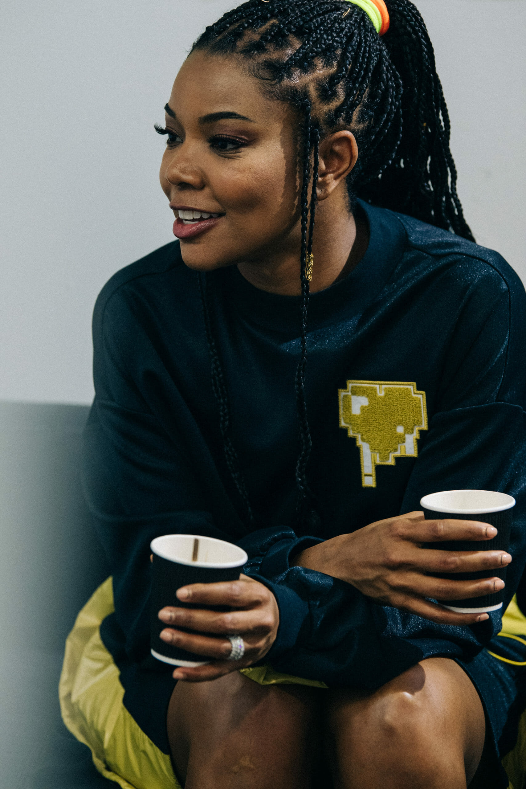 Woman wearing black hoodie