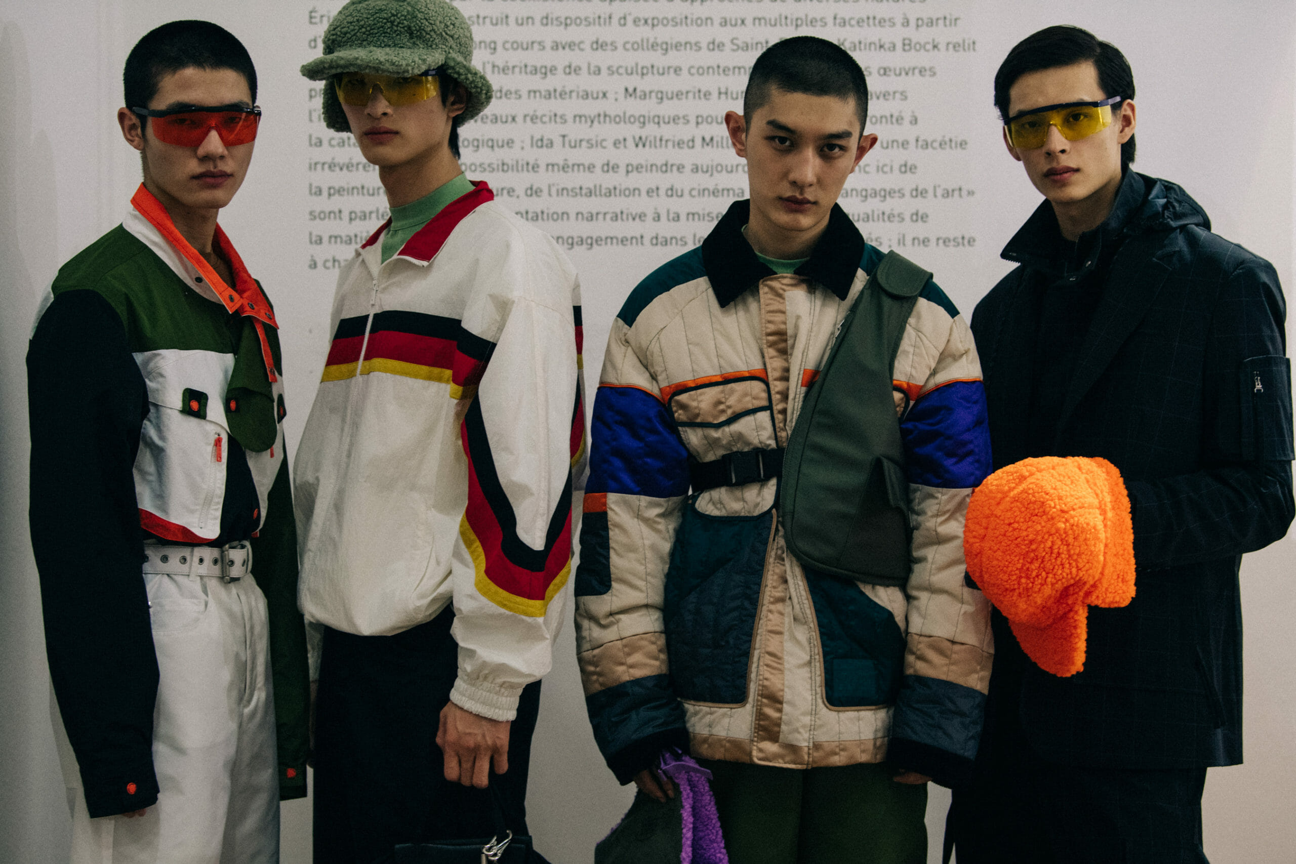 Models wearing coloured glasses at Li Ning
