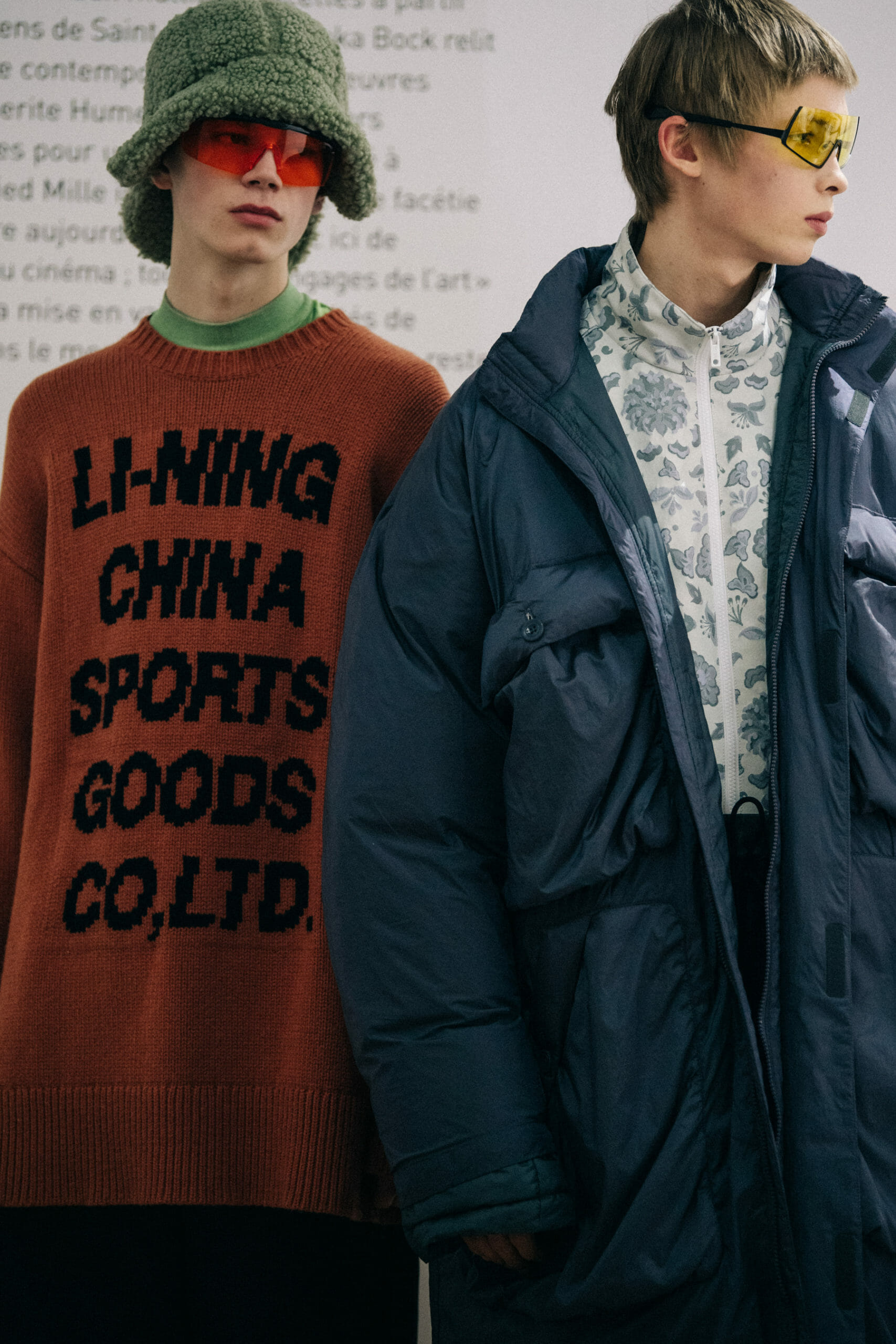 Models wearing coloured glasses at Li Ning