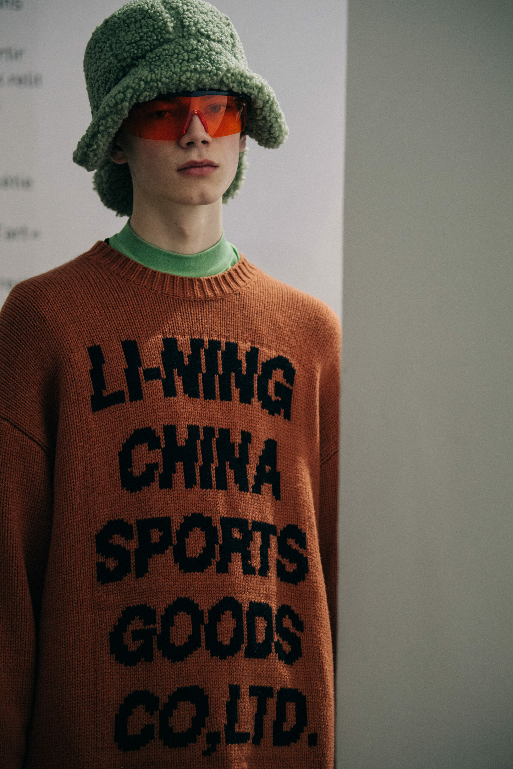 Models wearing coloured glasses at Li Ning