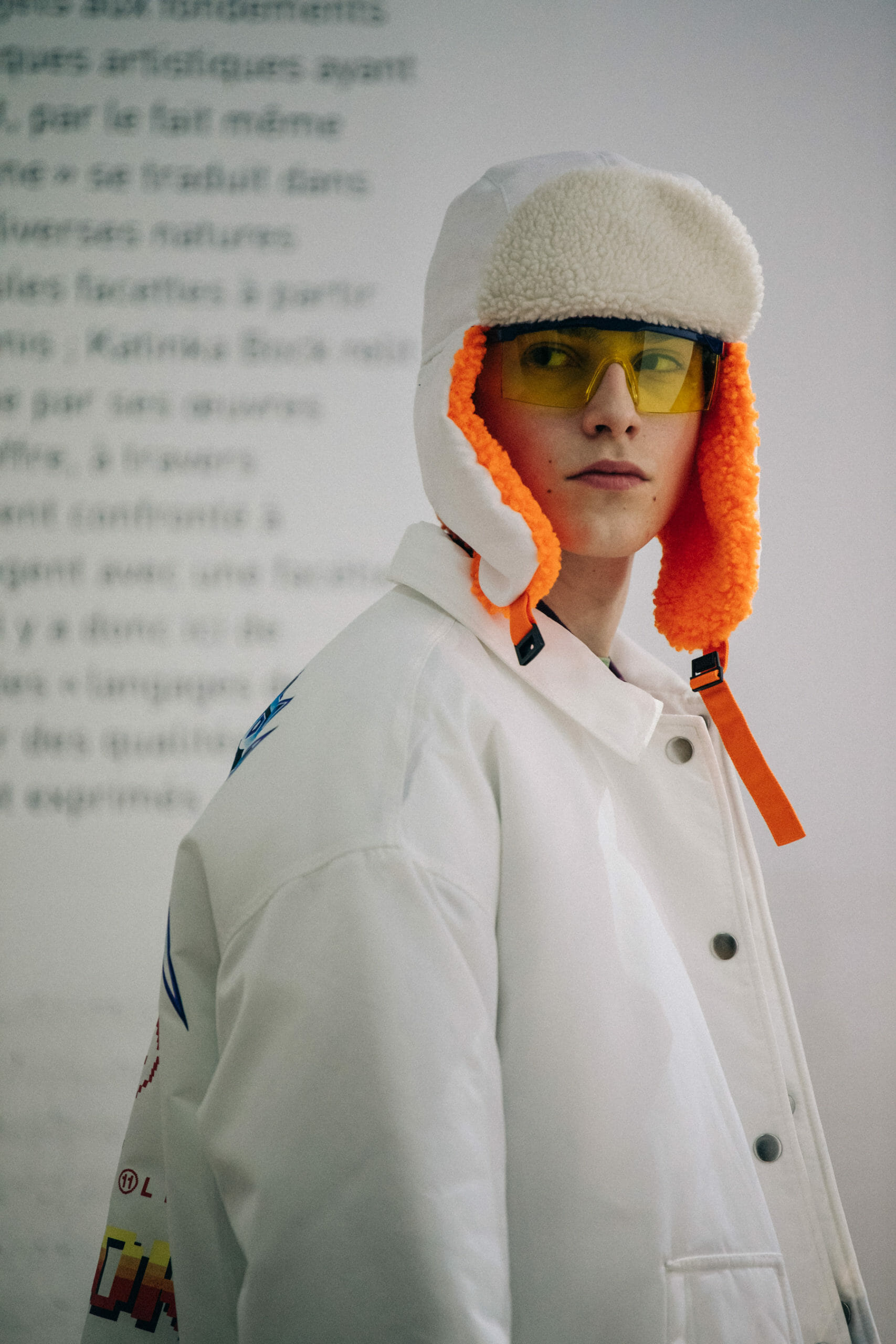 Models wearing coloured glasses at Li Ning