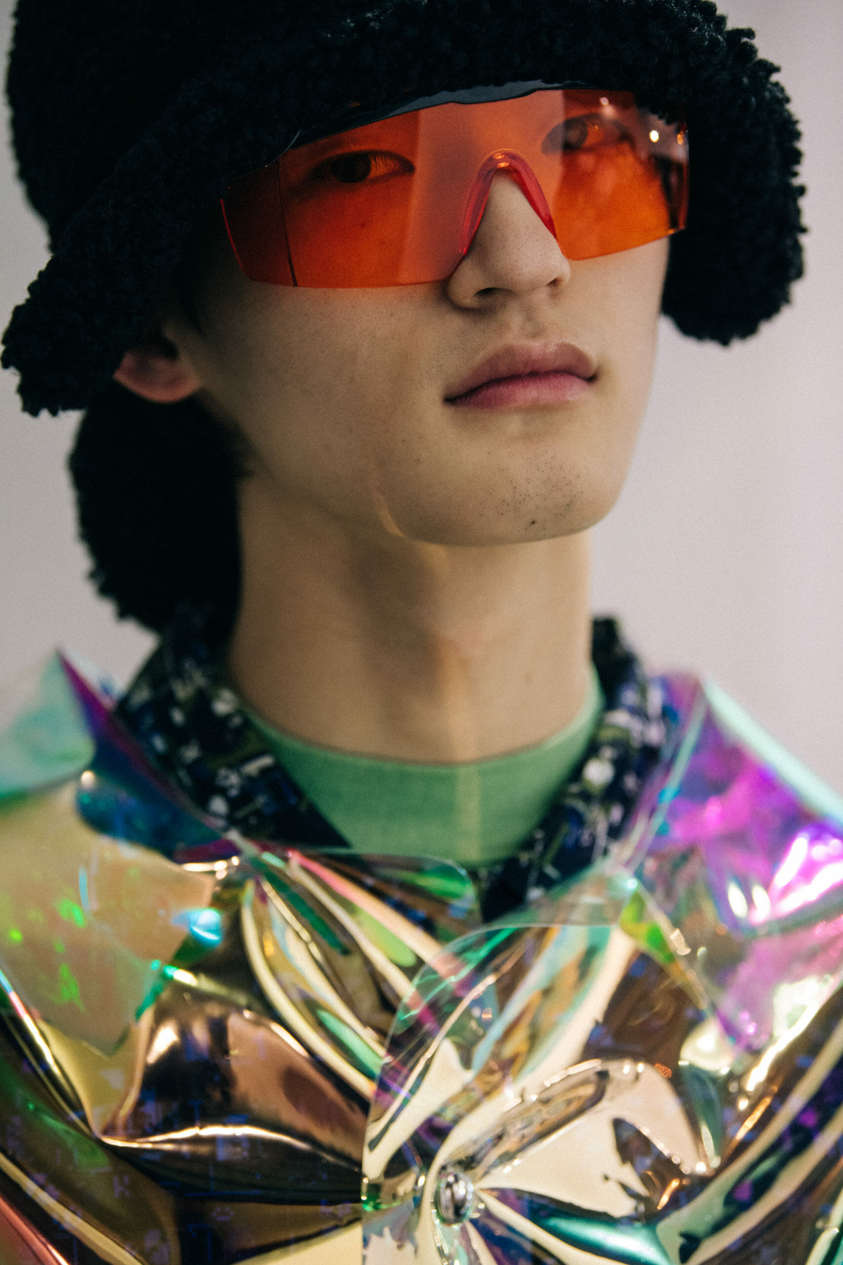 Models wearing coloured glasses at Li Ning