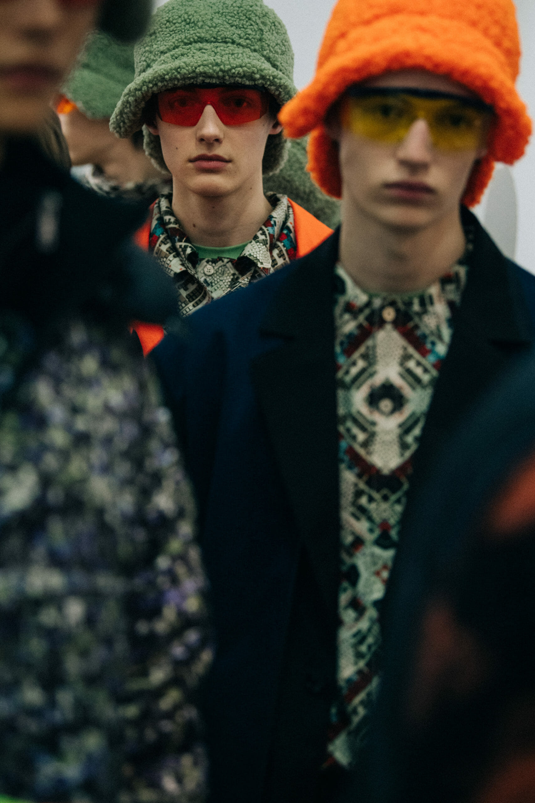 Models wearing coloured glasses at Li Ning
