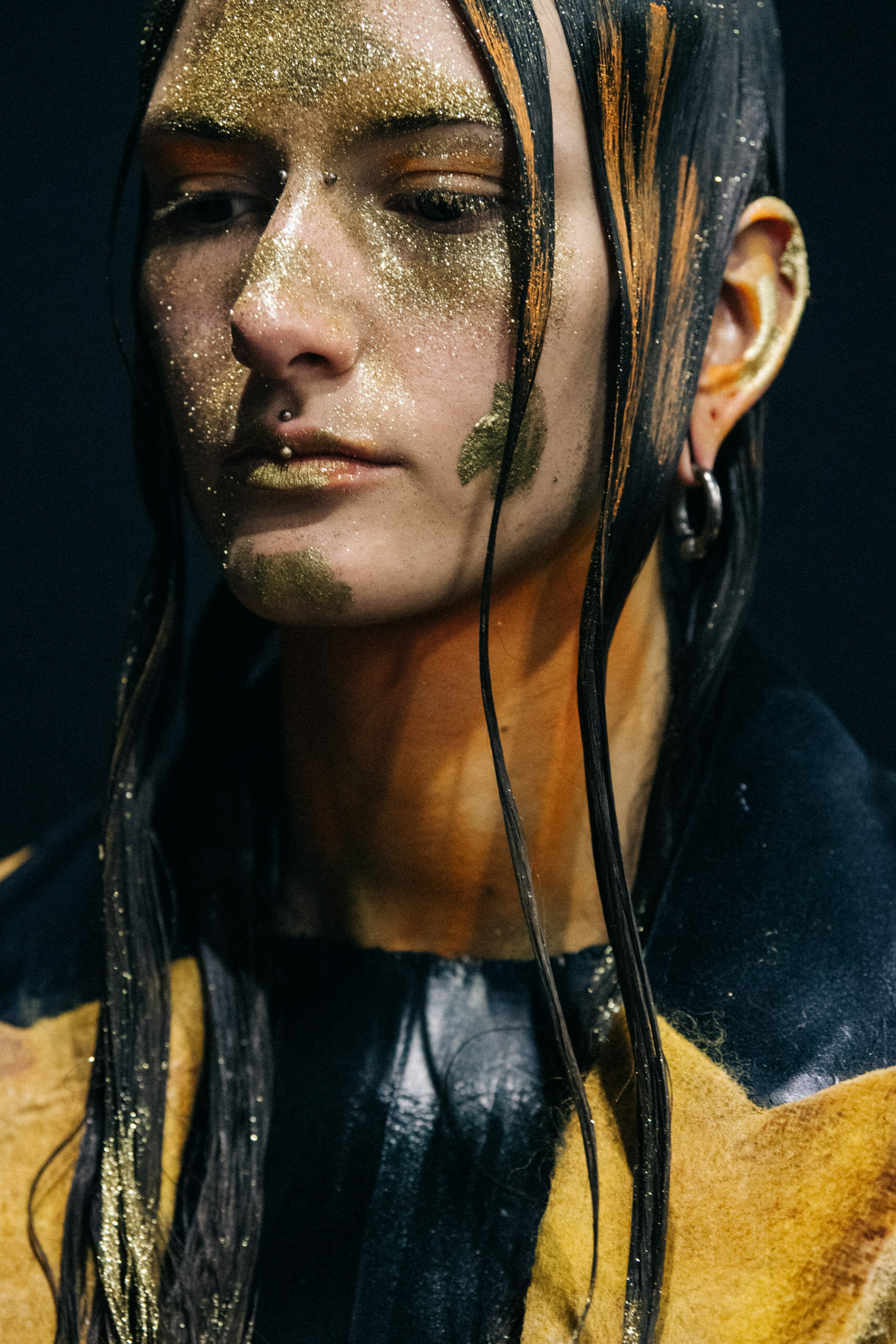 Models wearing glitter at Marni