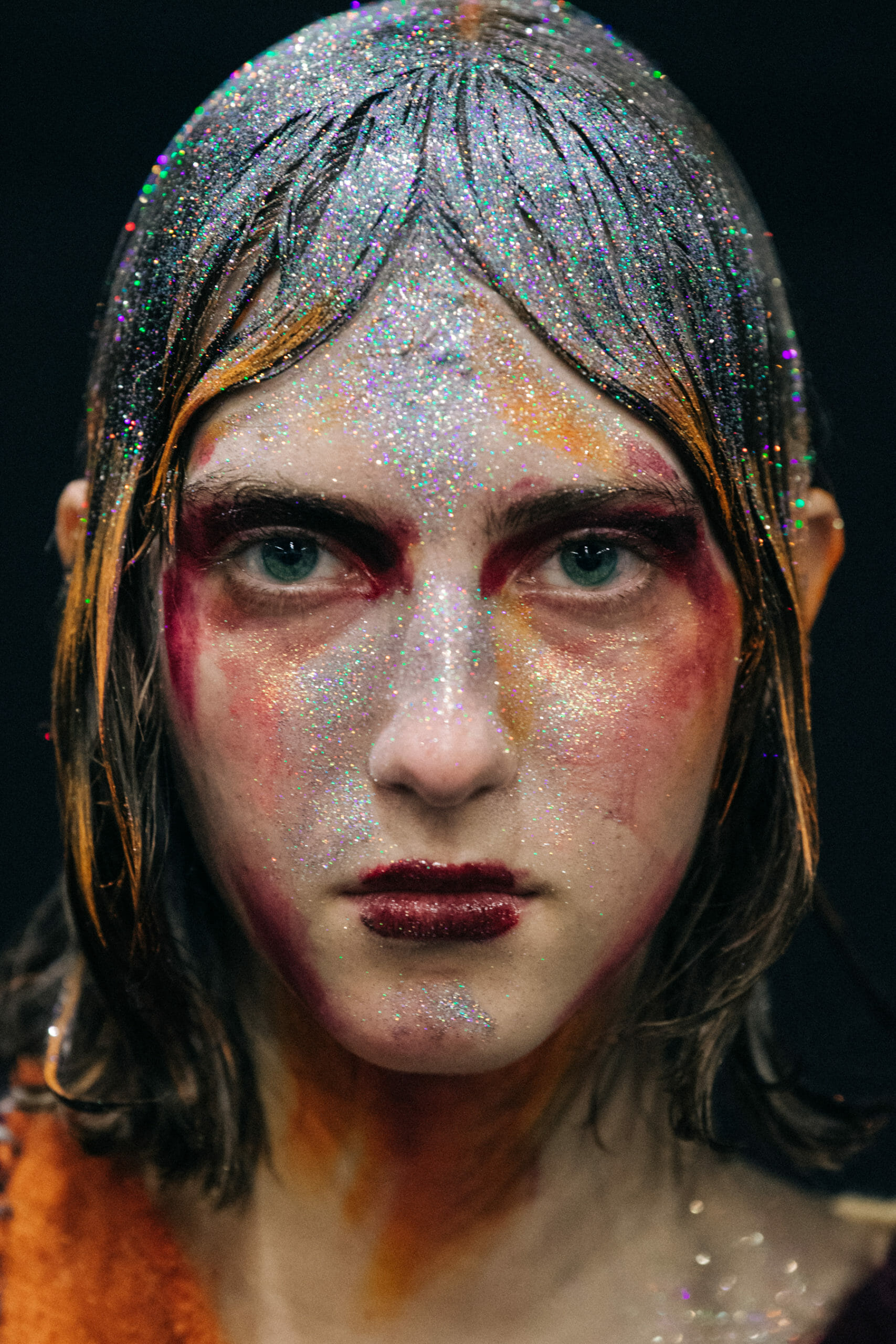 Models wearing glitter at Marni