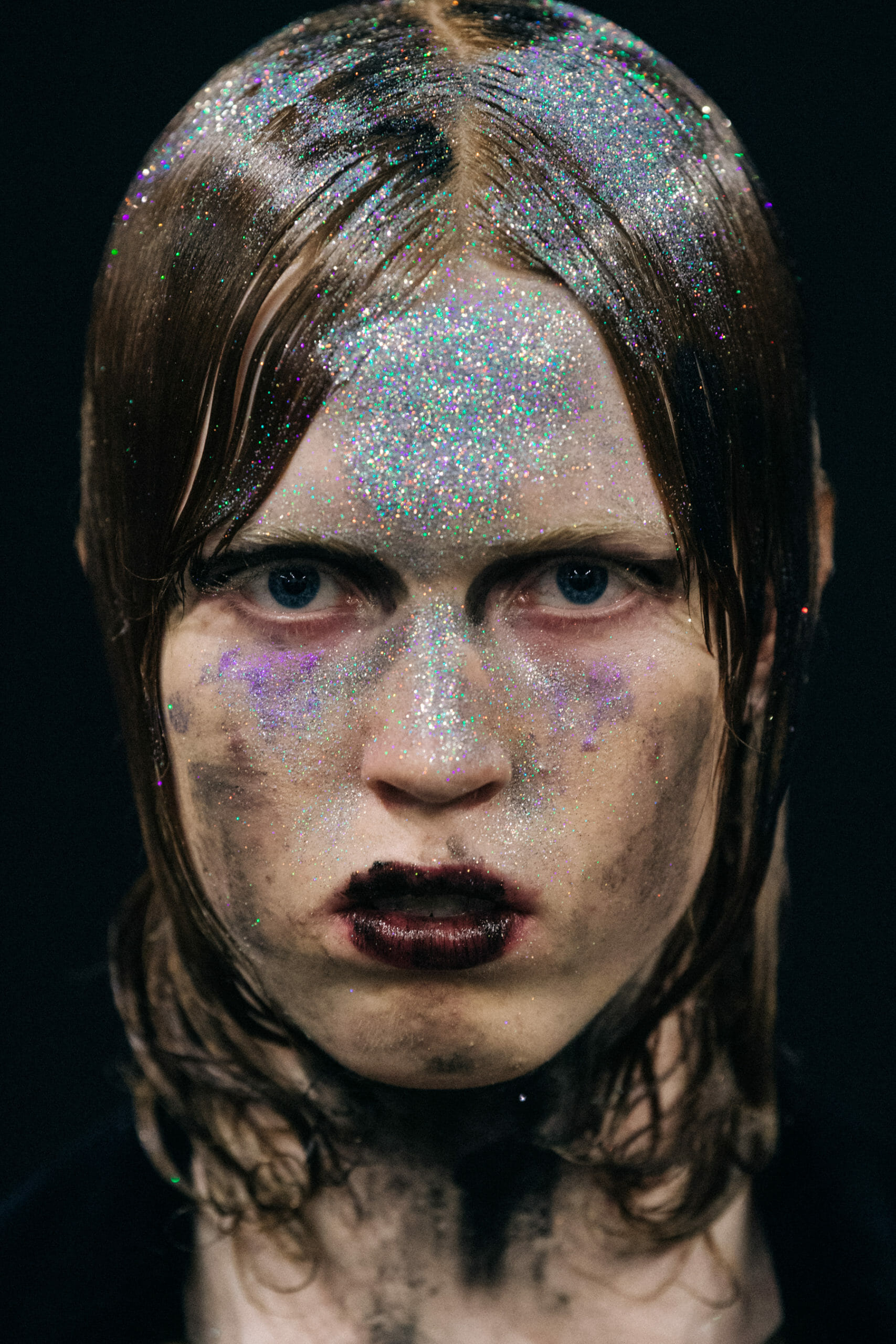 Male model wearing glitter
