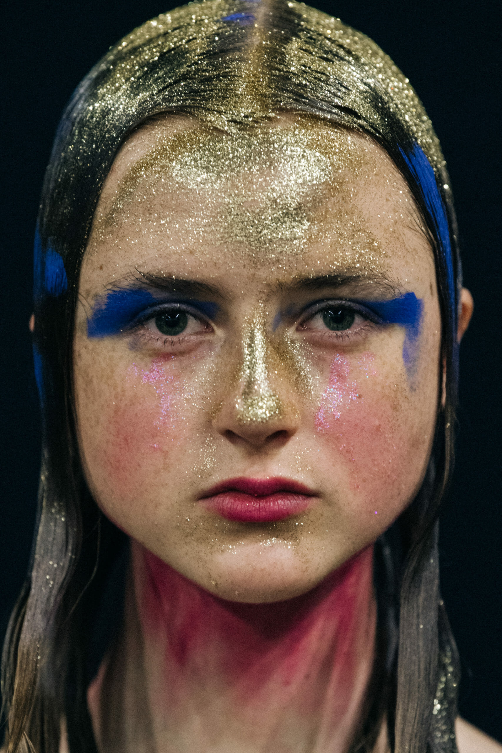 Models wearing glitter at Marni