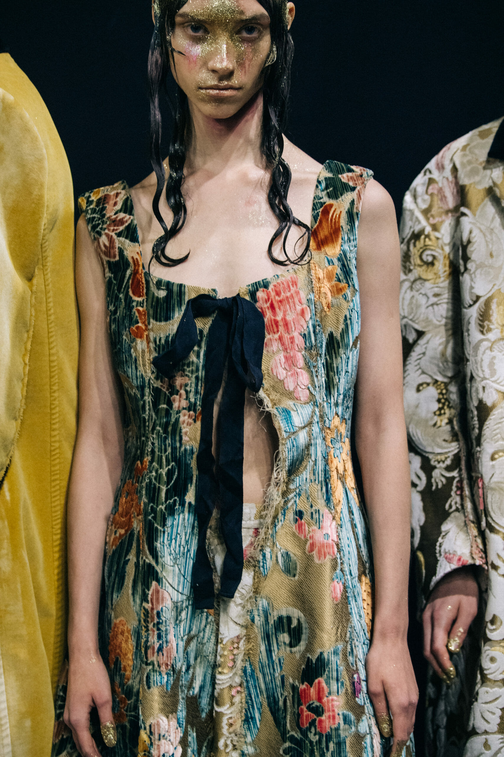 Models wearing glitter at Marni