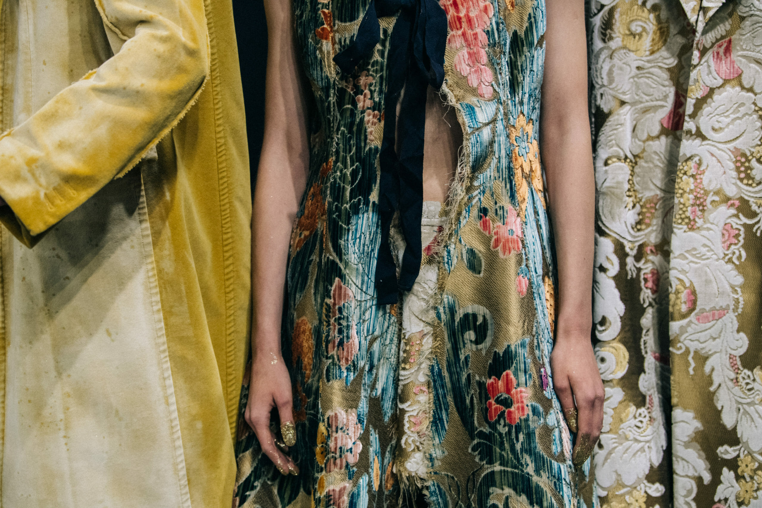 Models wearing glitter at Marni