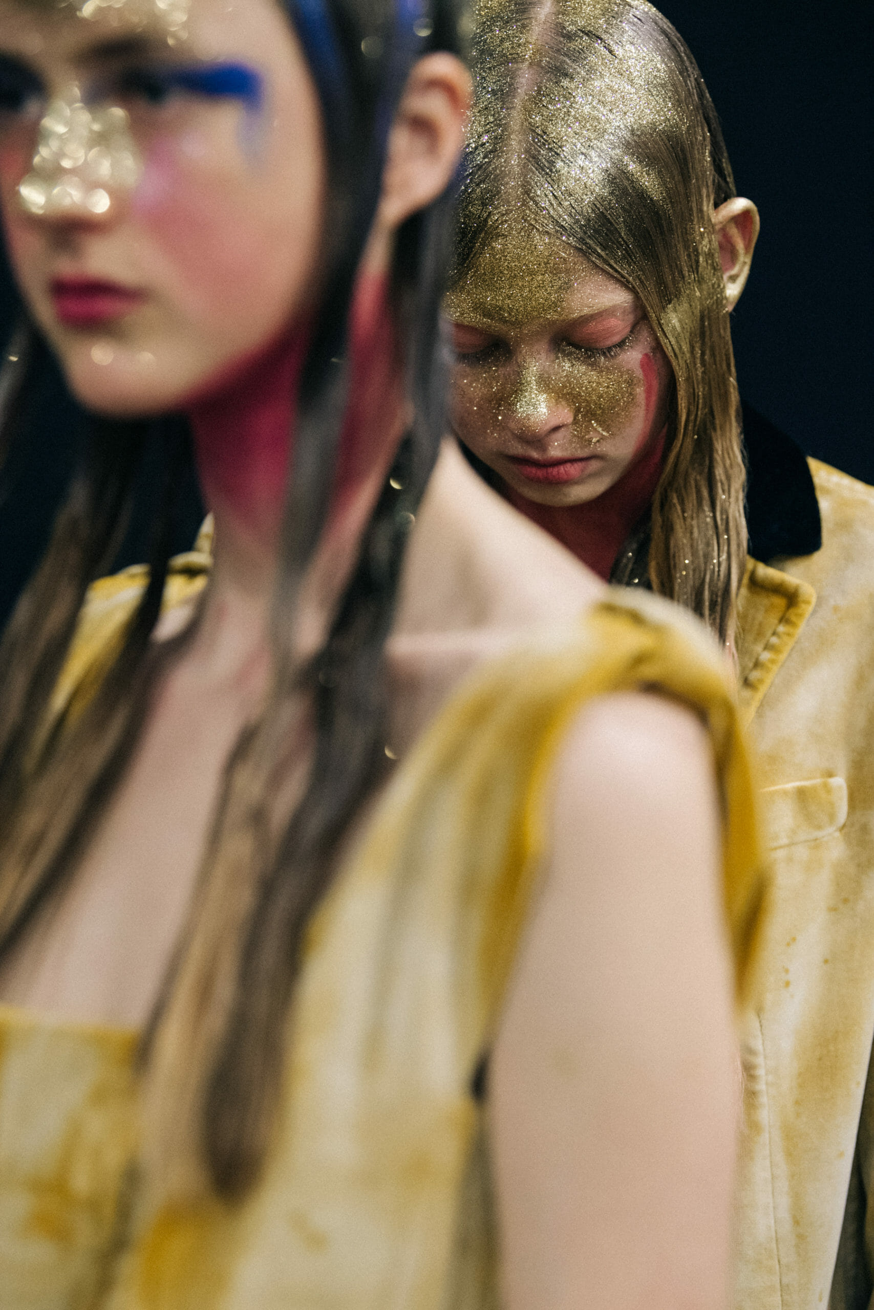 Models wearing glitter at Marni