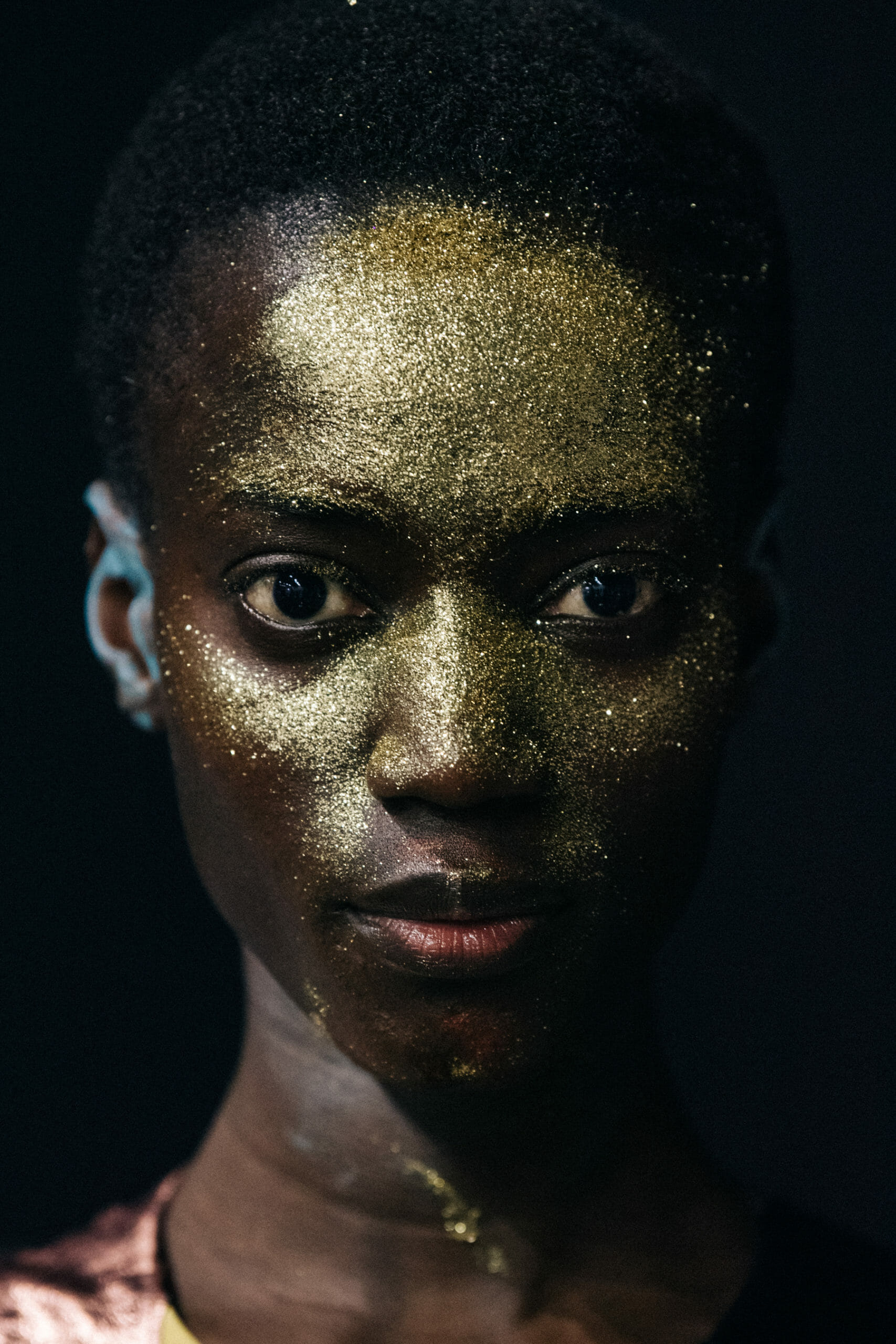 Models wearing glitter at Marni