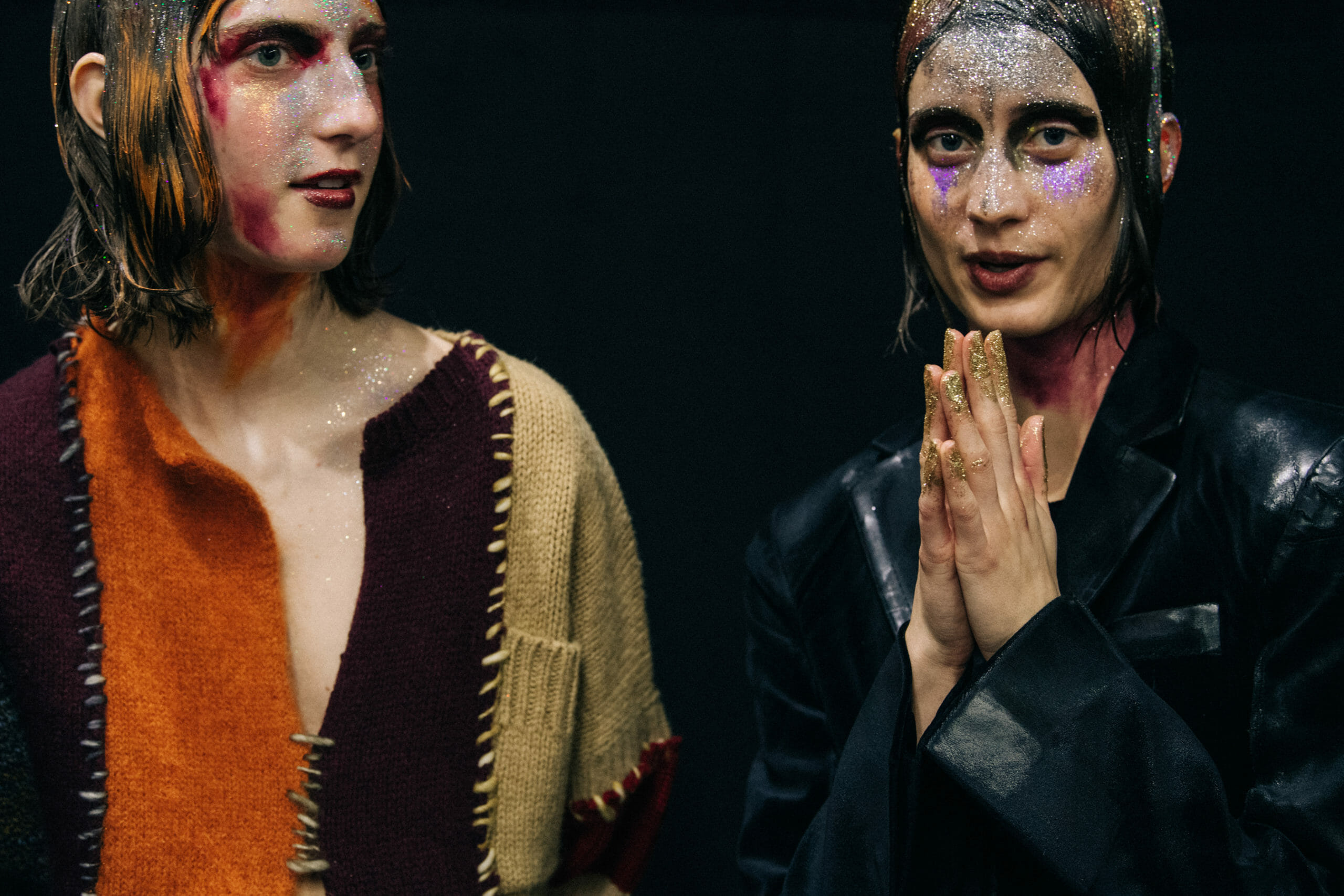 Models wearing glitter at Marni