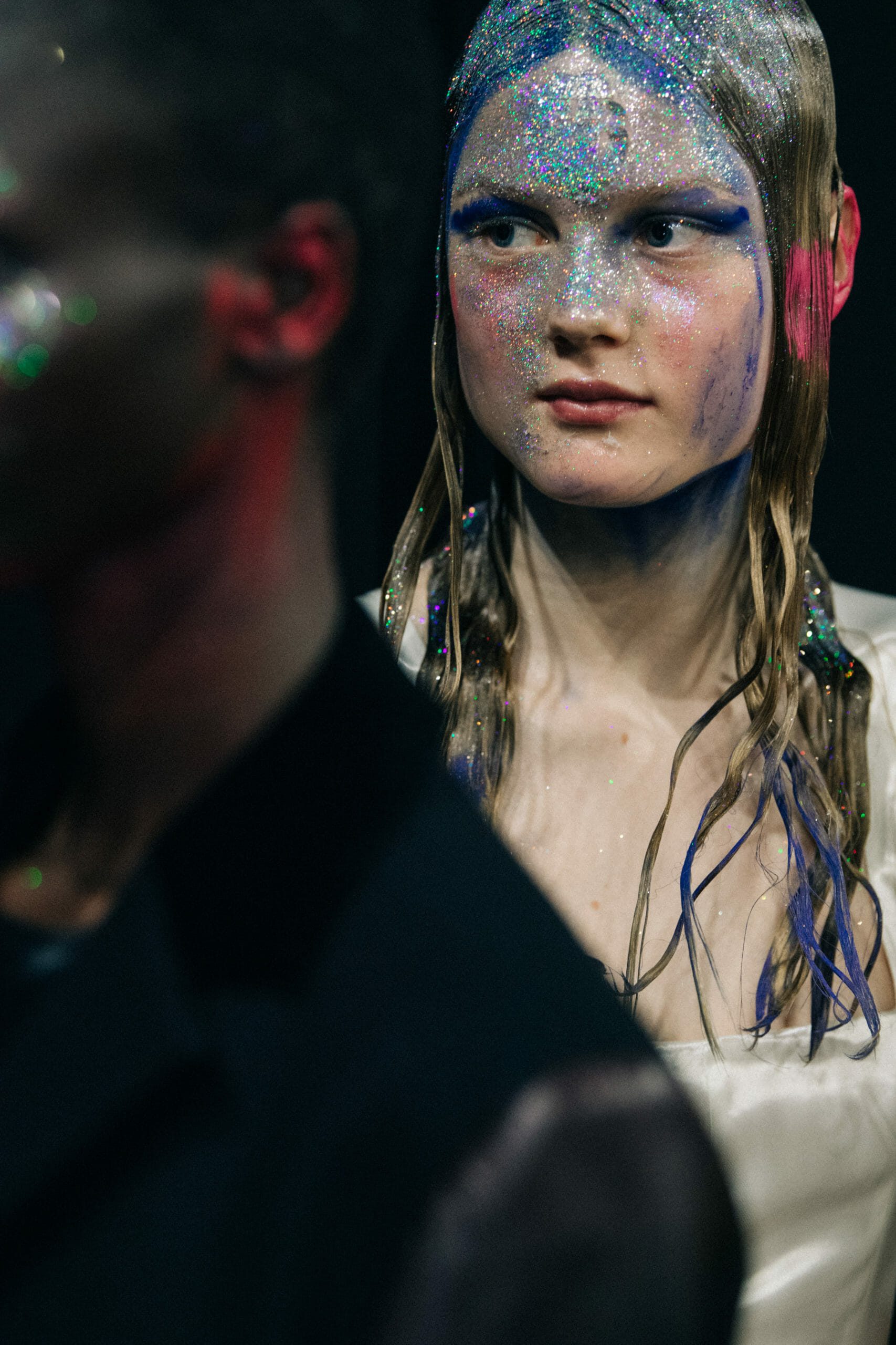 Models wearing glitter at Marni