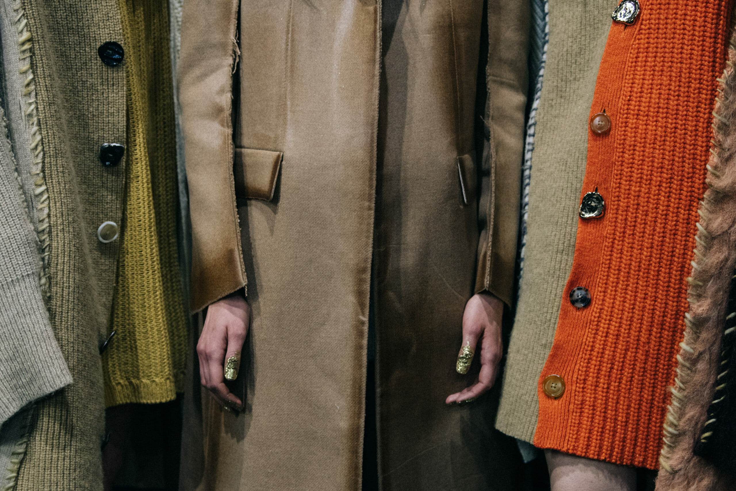 Models wearing glitter at Marni