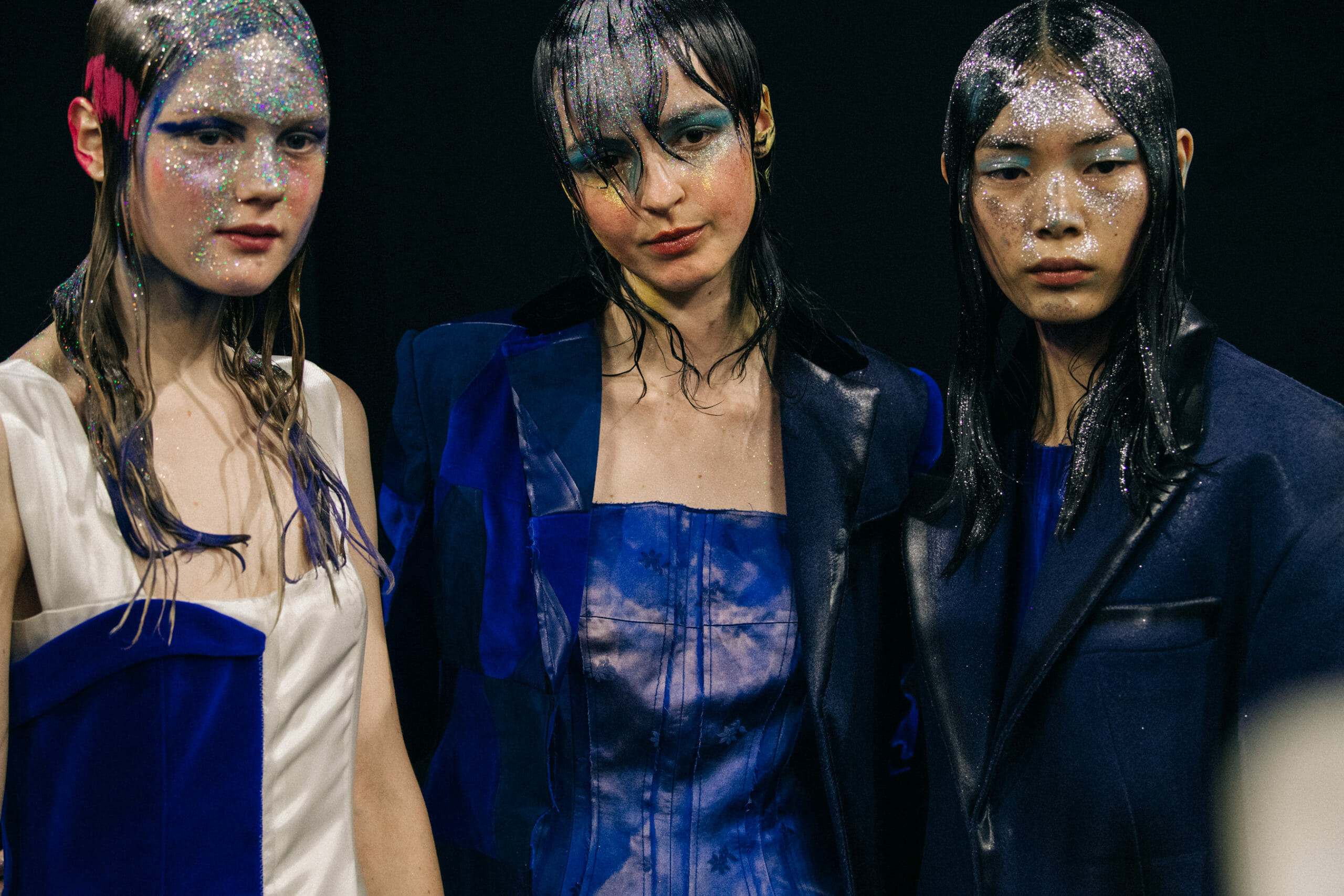 Models wearing glitter at Marni