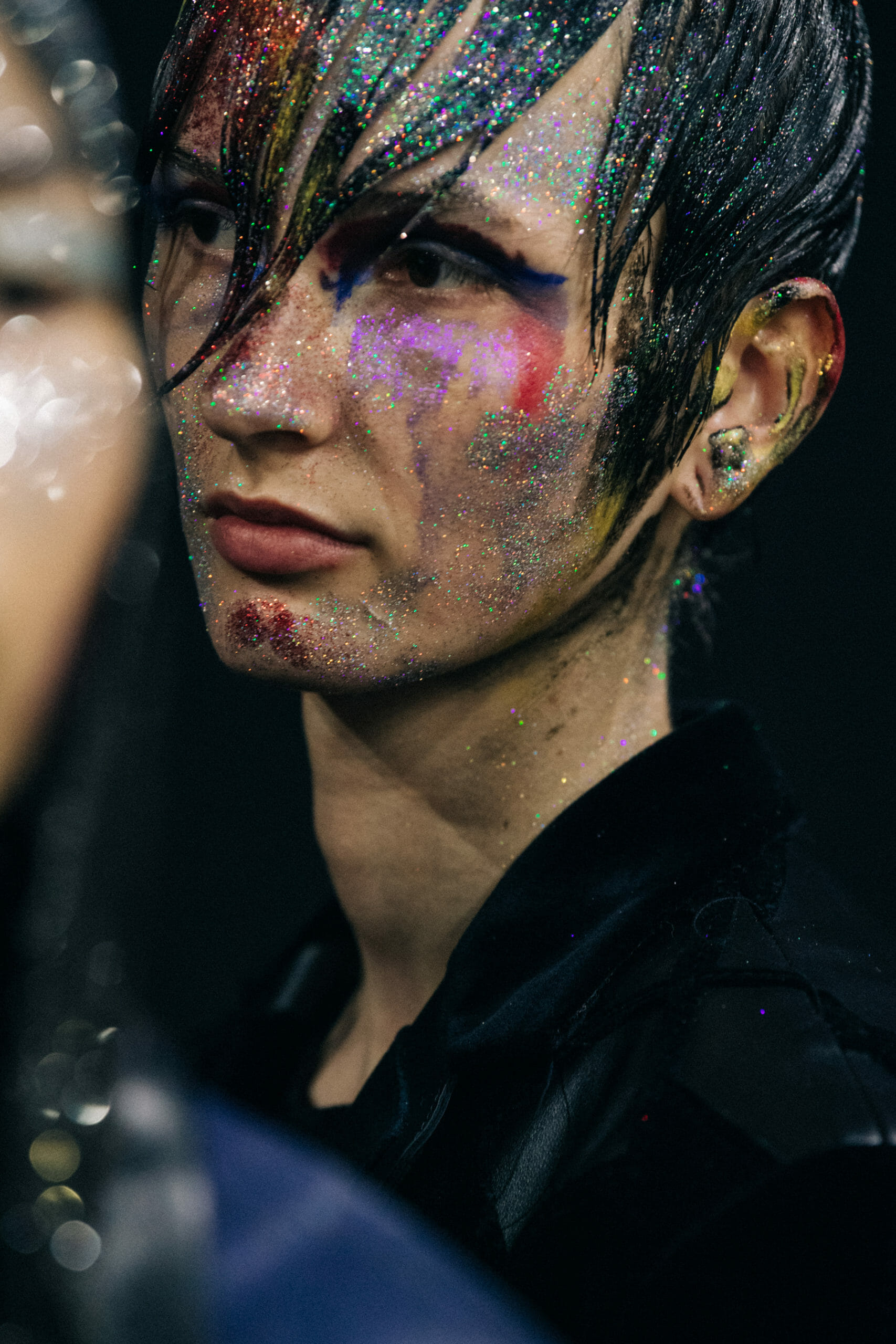 Models wearing glitter at Marni