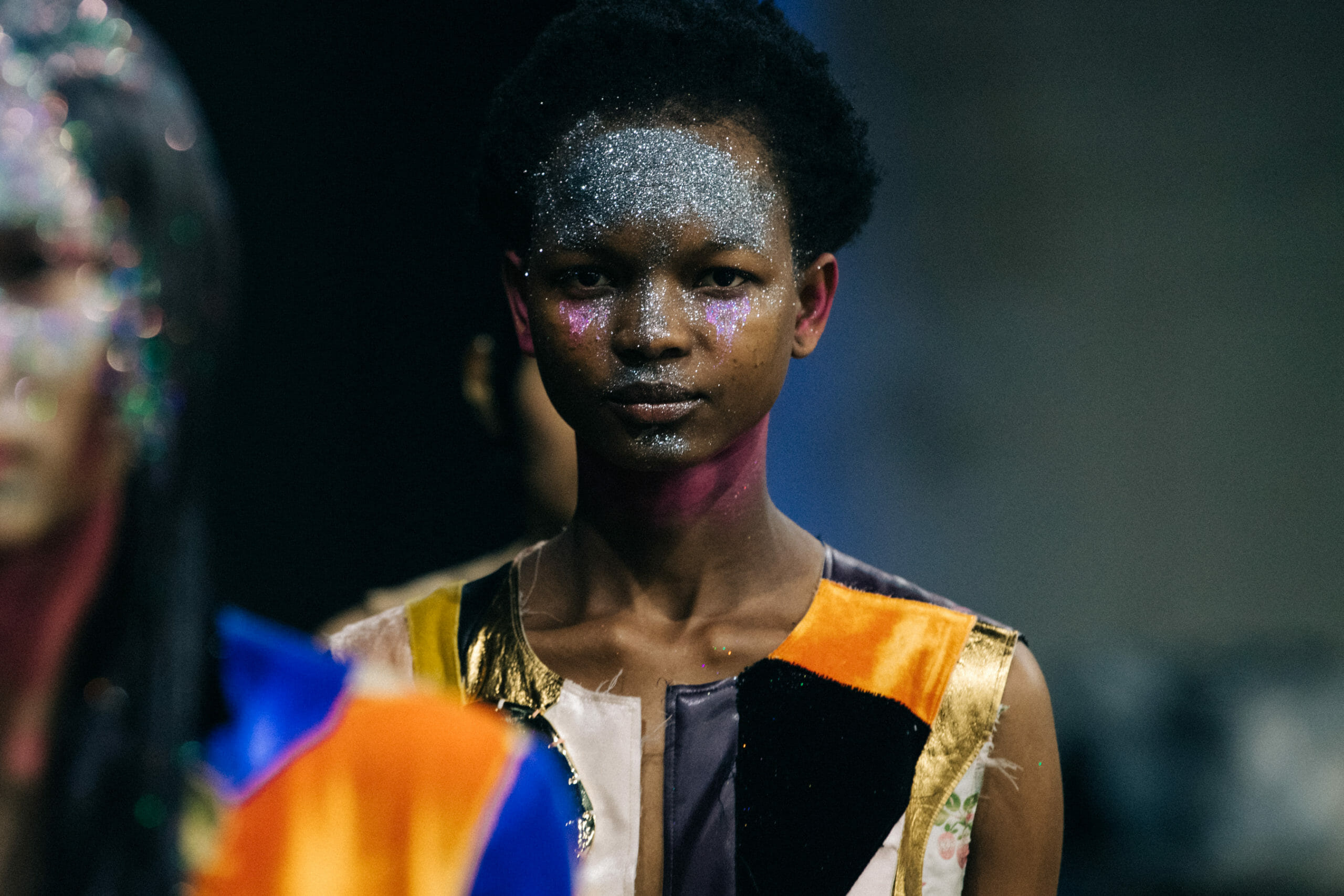 Models wearing glitter at Marni