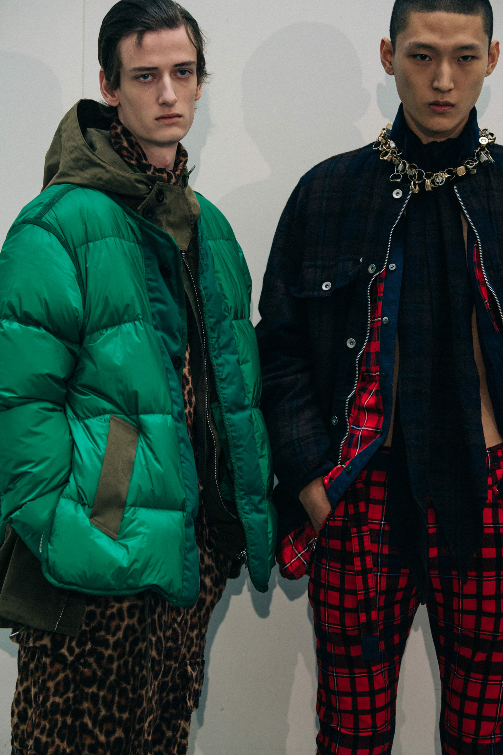 Model wearing green at Sacai