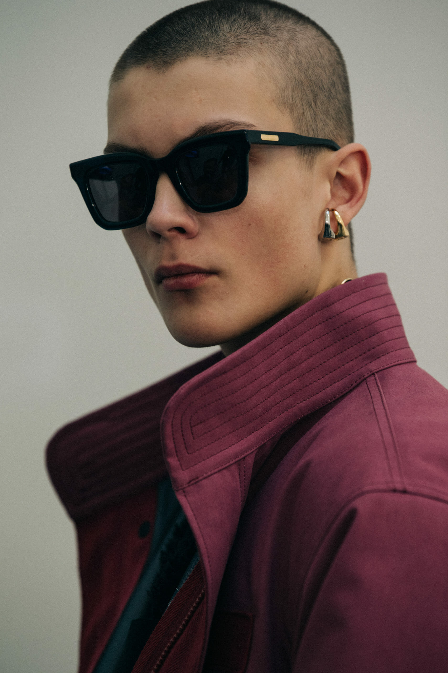 Model wearing red at Sacai