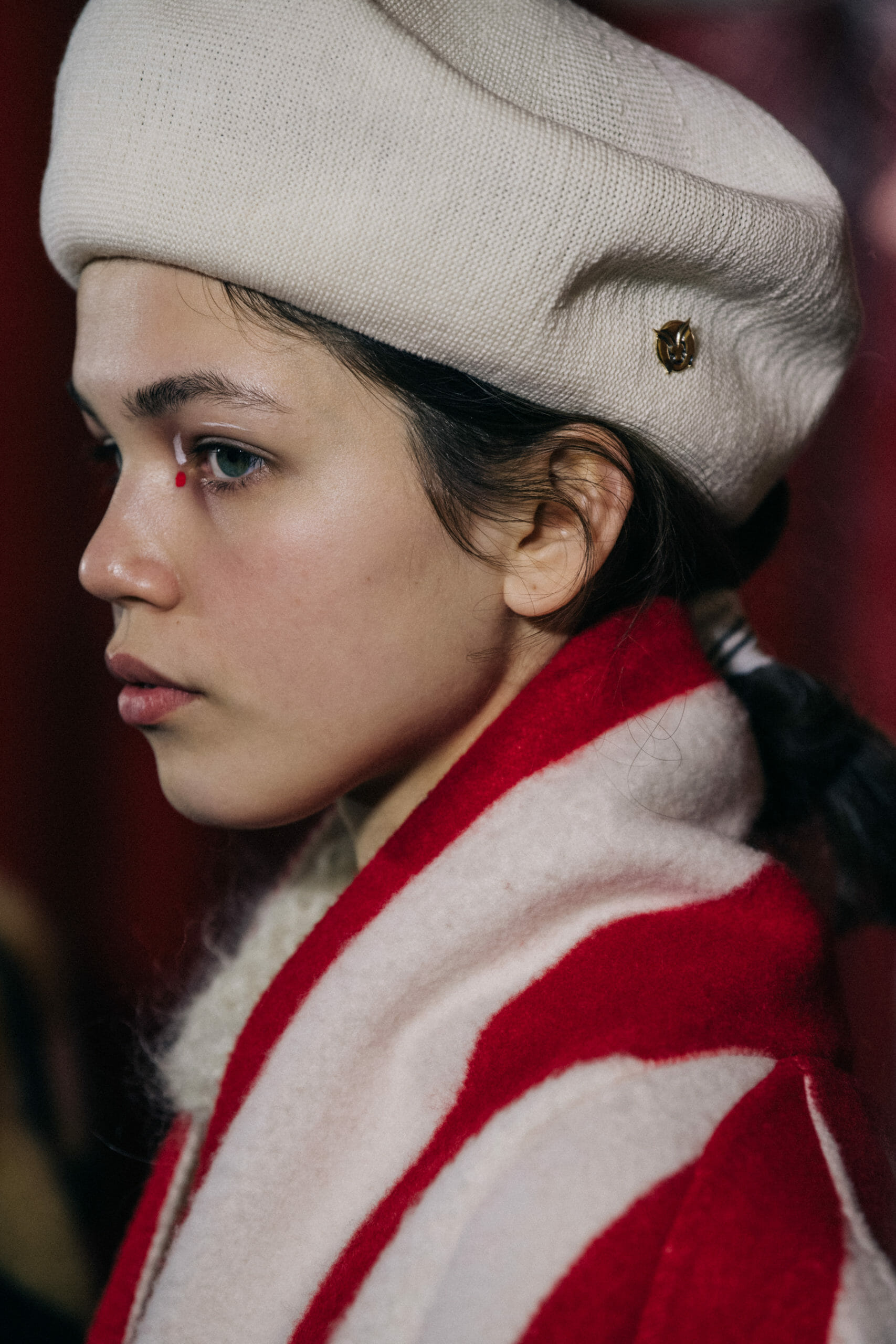 Models wearing red pattern outfit