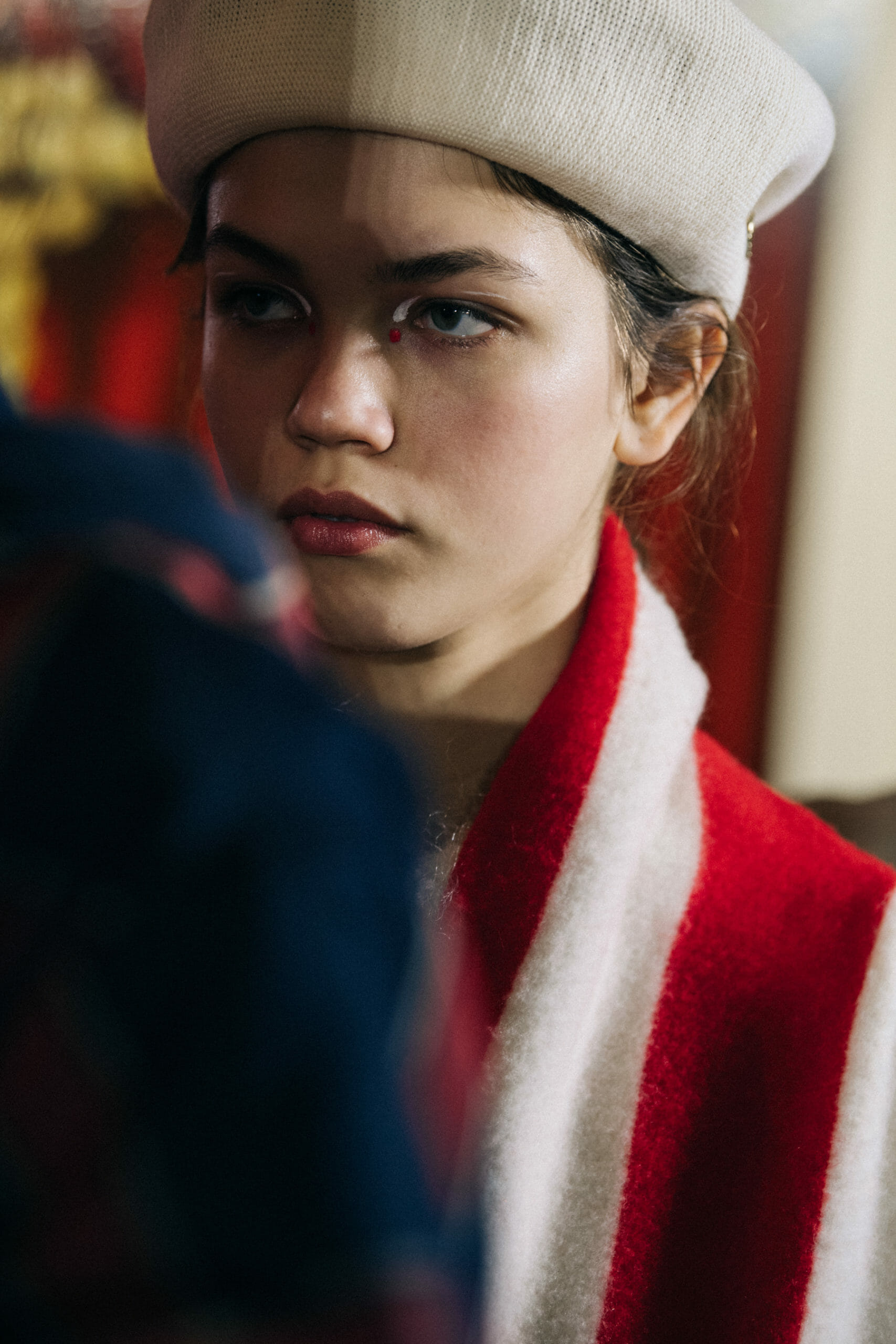 Models wearing red pattern outfit