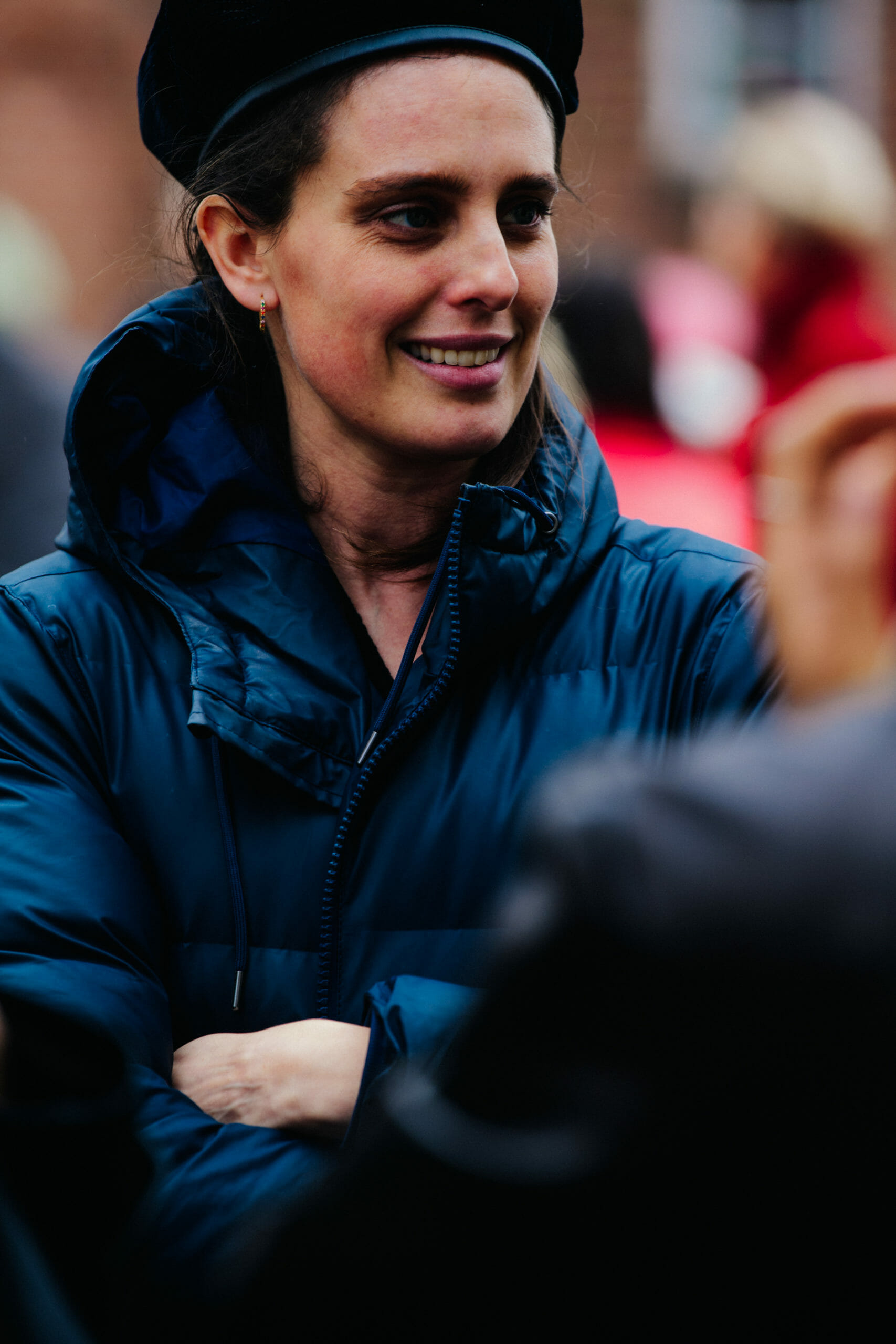Woman wearing black coat