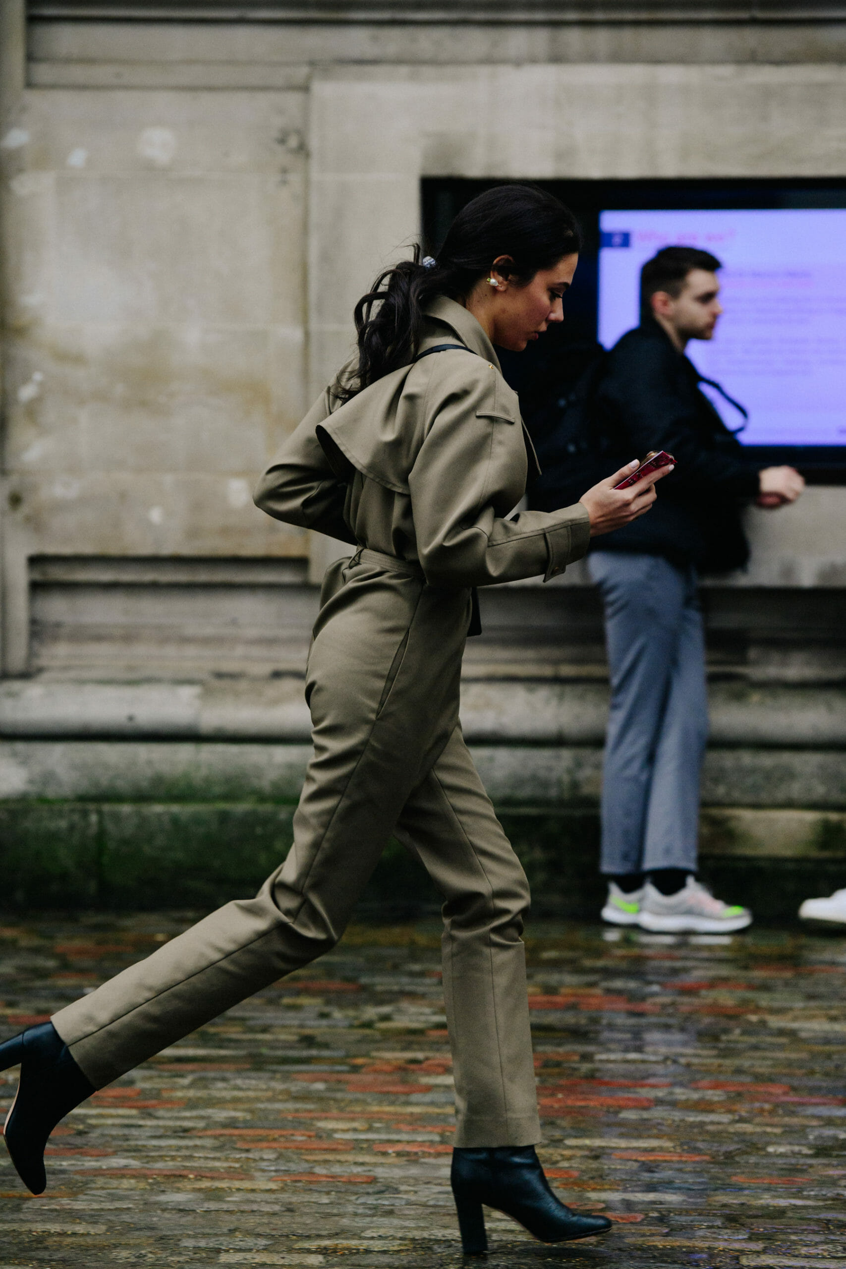 Woman wearing black boots