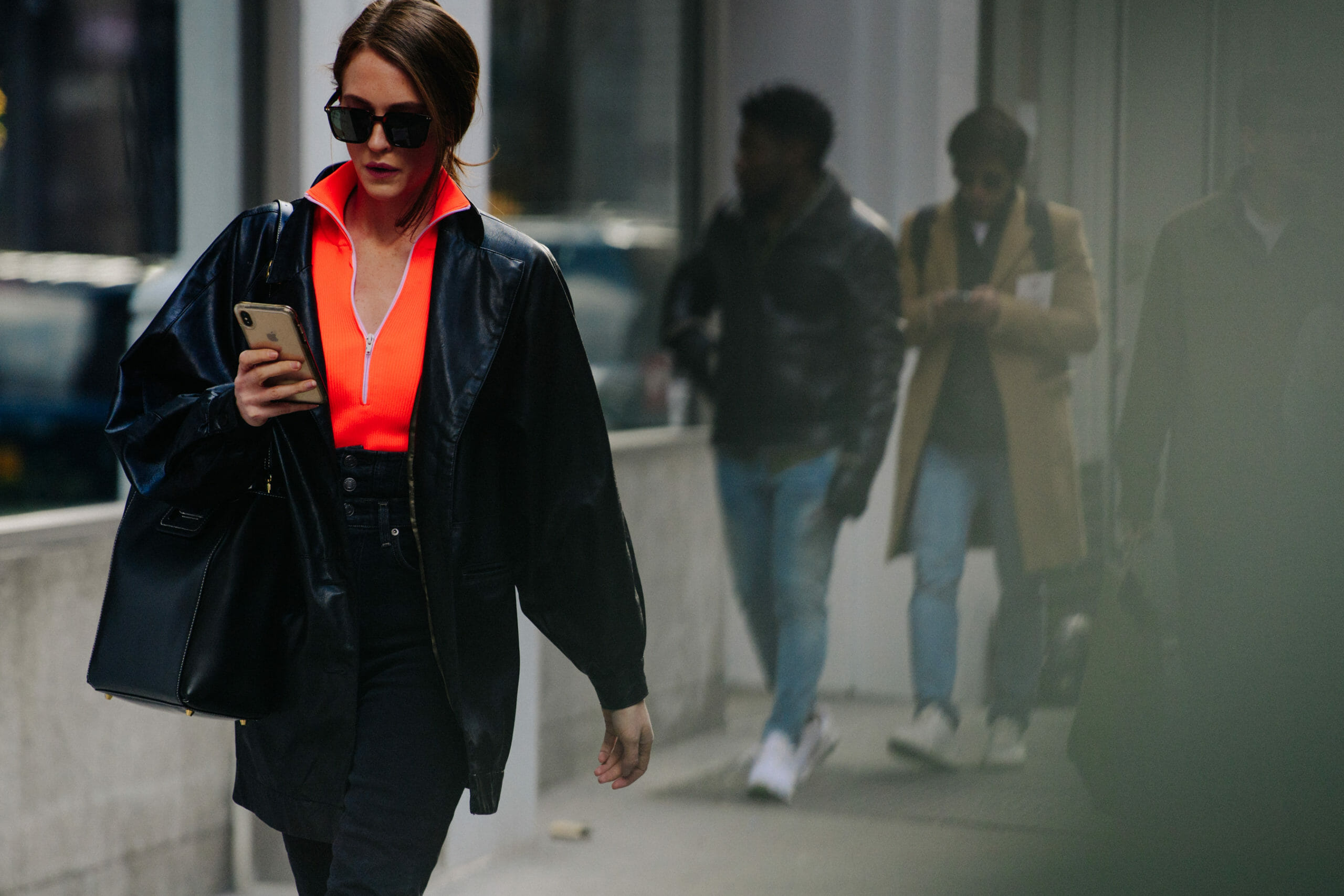 Woman wearing orange shirt